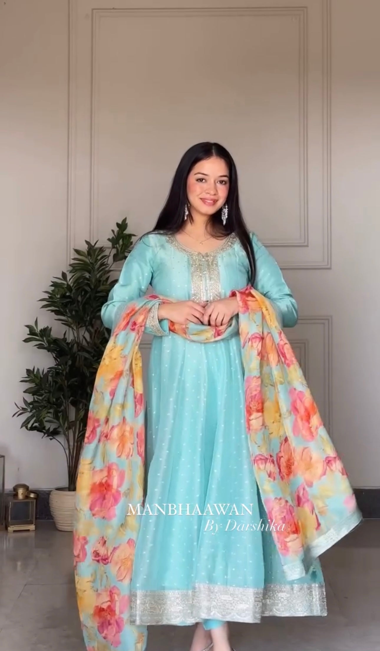 Party Wear Beautiful Organza Anarkali Gown Pent And Dupatta