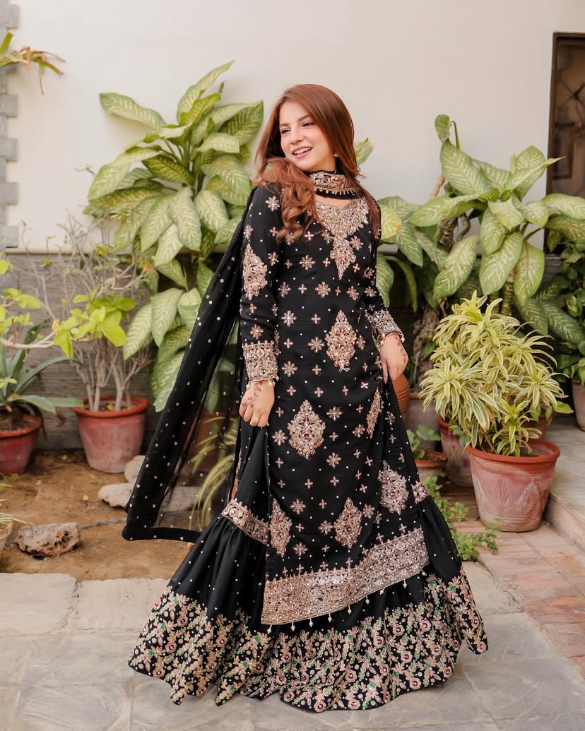 Party Wear Beautiful Top Sharara And Dupatta