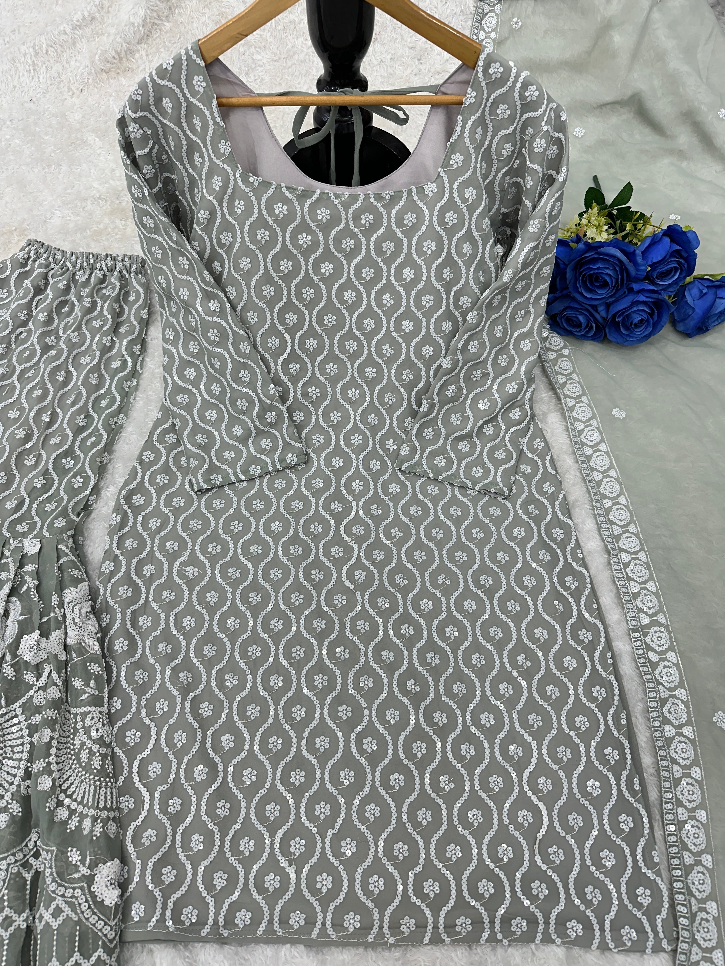 Beautiful Party Wear Top And Bottom With Fancy Dupatta