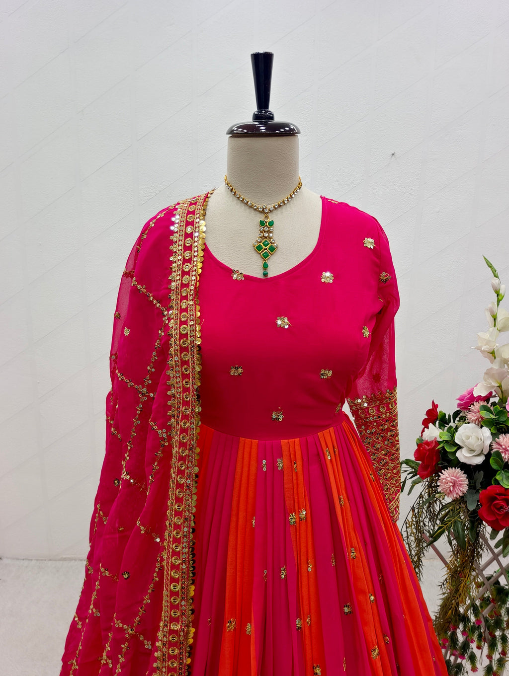 Designer Party Wear Gown With Pent And Beautiful Dupatta