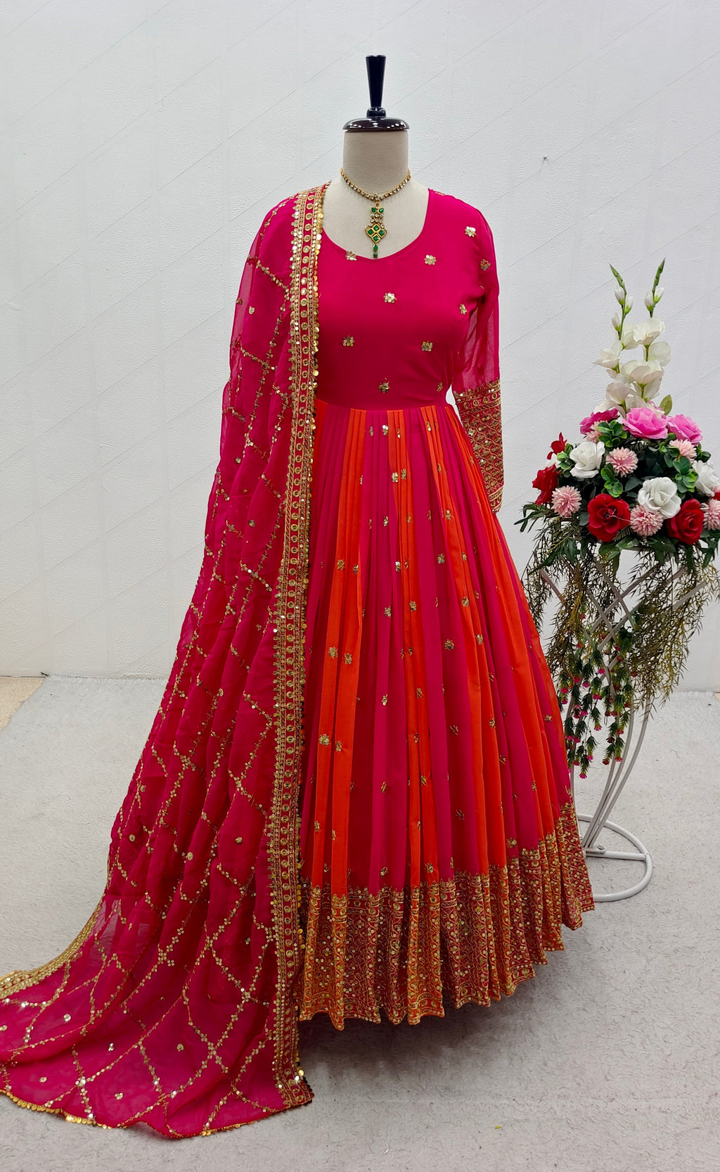 Designer Party Wear Gown With Pent And Beautiful Dupatta