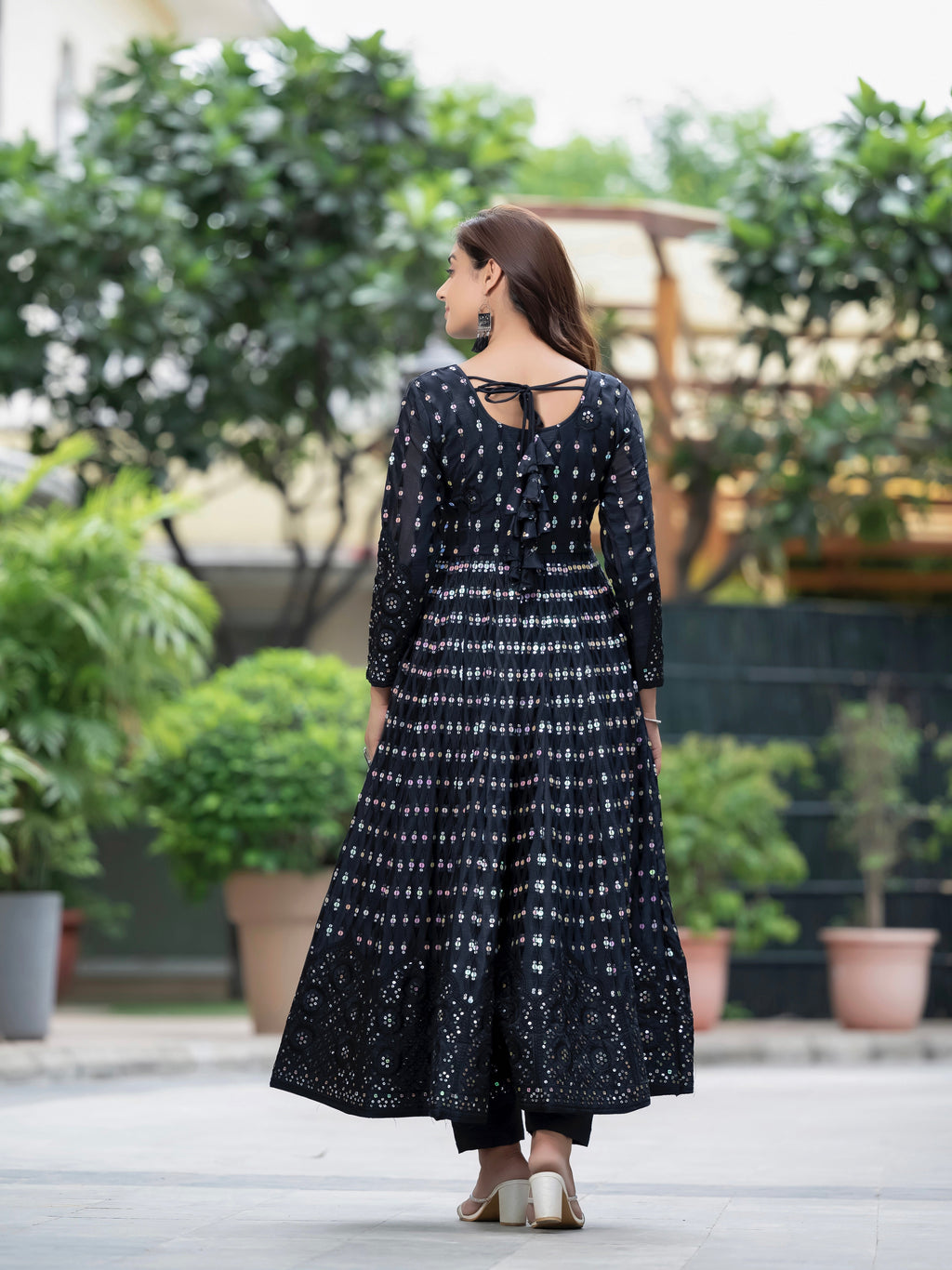 Party Wear Anarkali Gown With Sequence Embroidery Work