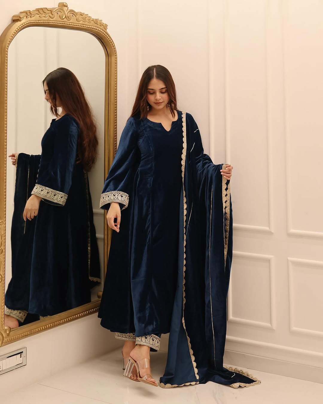 Designer Party Wear Gown And Pent With Dupatta