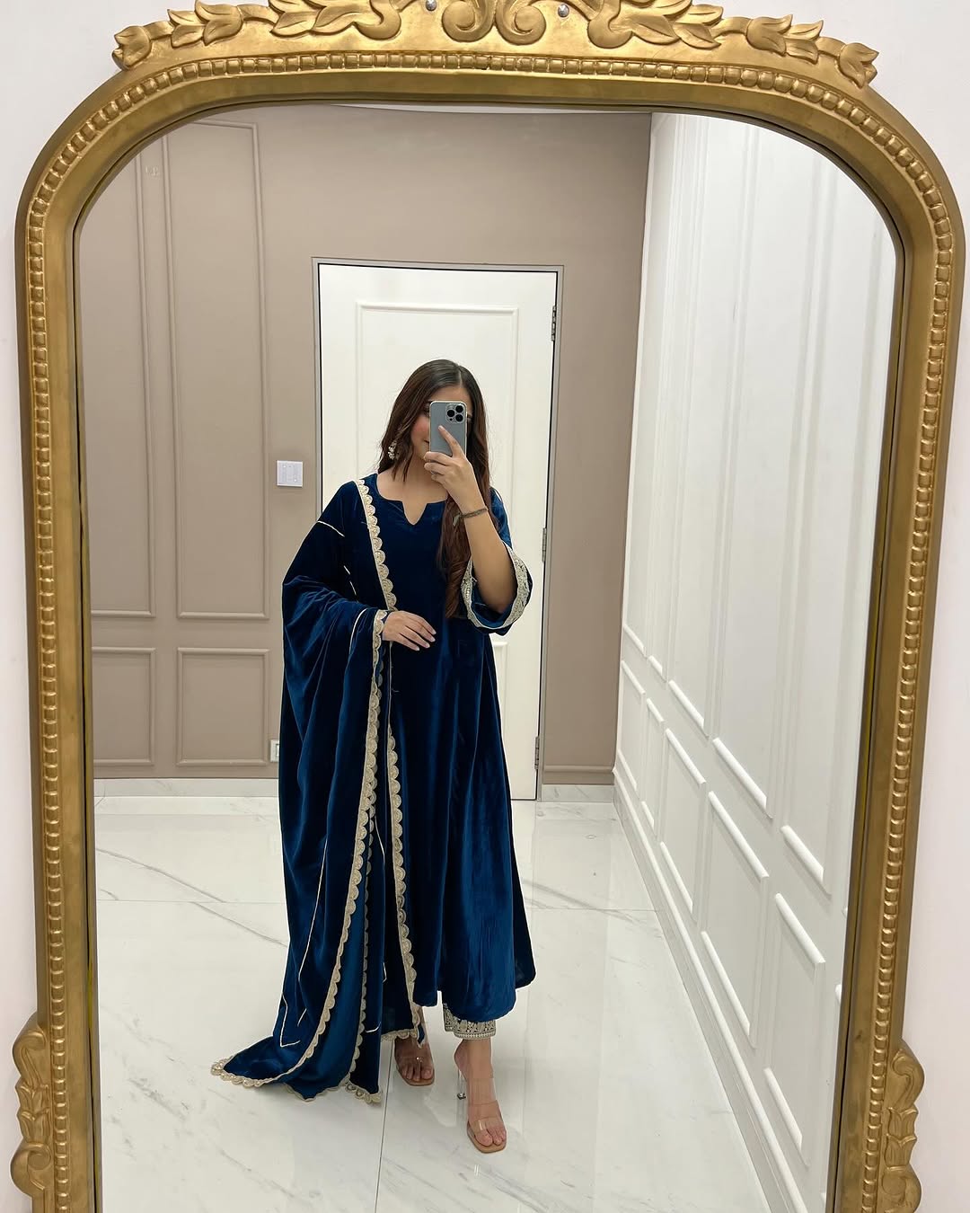 Designer Party Wear Gown And Pent With Dupatta