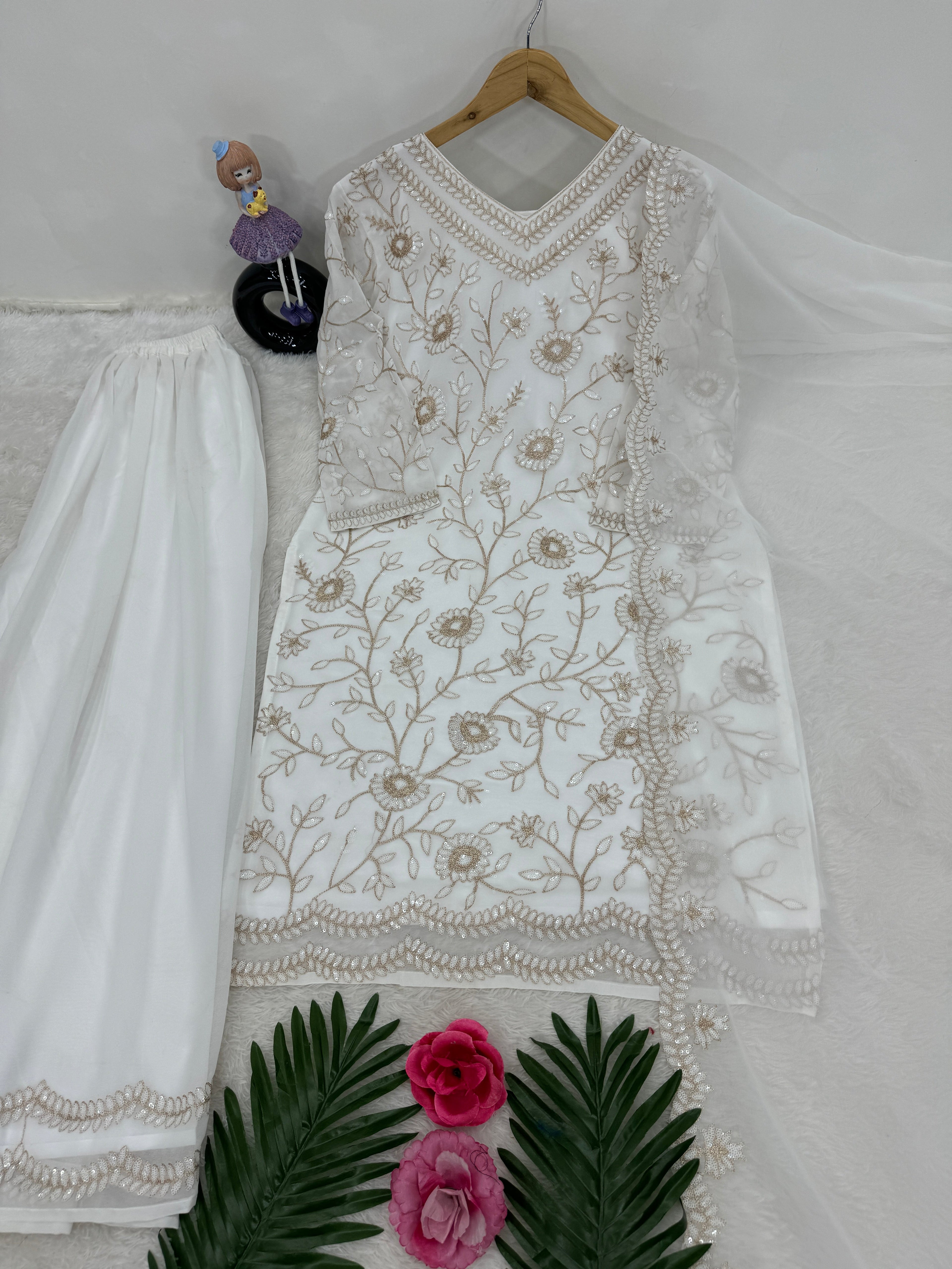 Party Wear Designer Top Plazzo With Dupatta