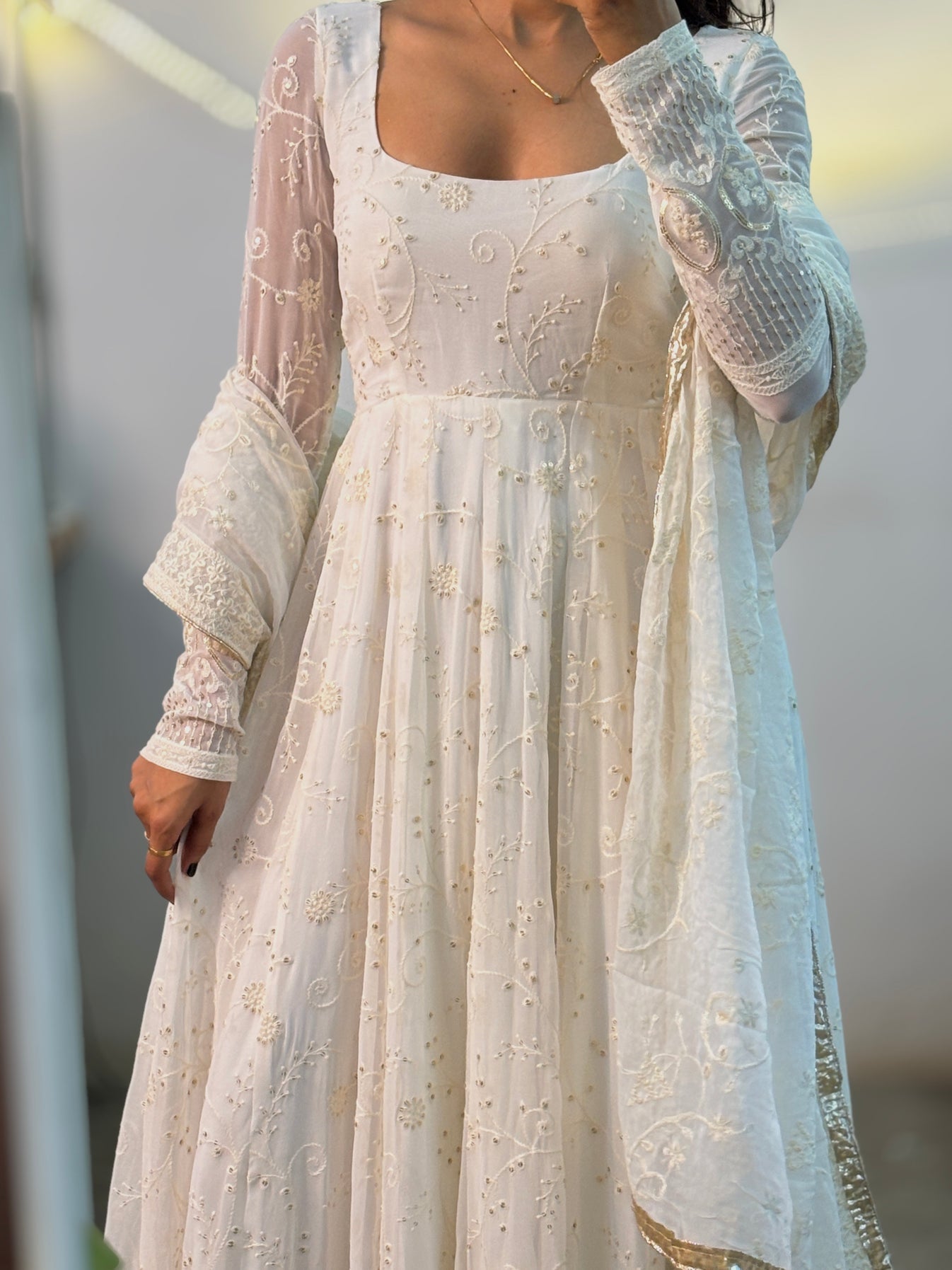 Designer Anarkali Suit With Sequence And Embroidery Work