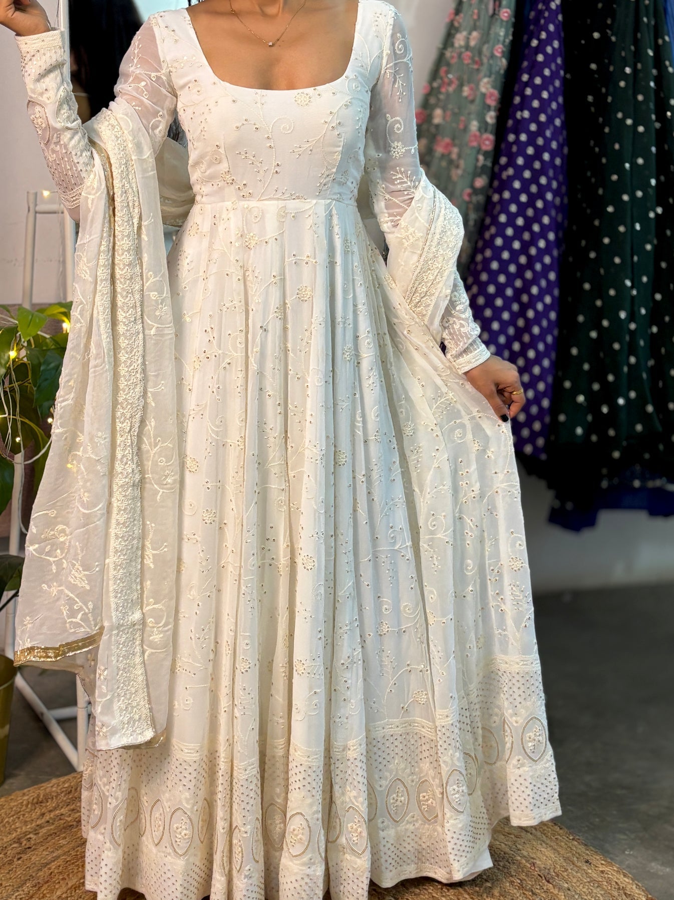 Designer Anarkali Suit With Sequence And Embroidery Work
