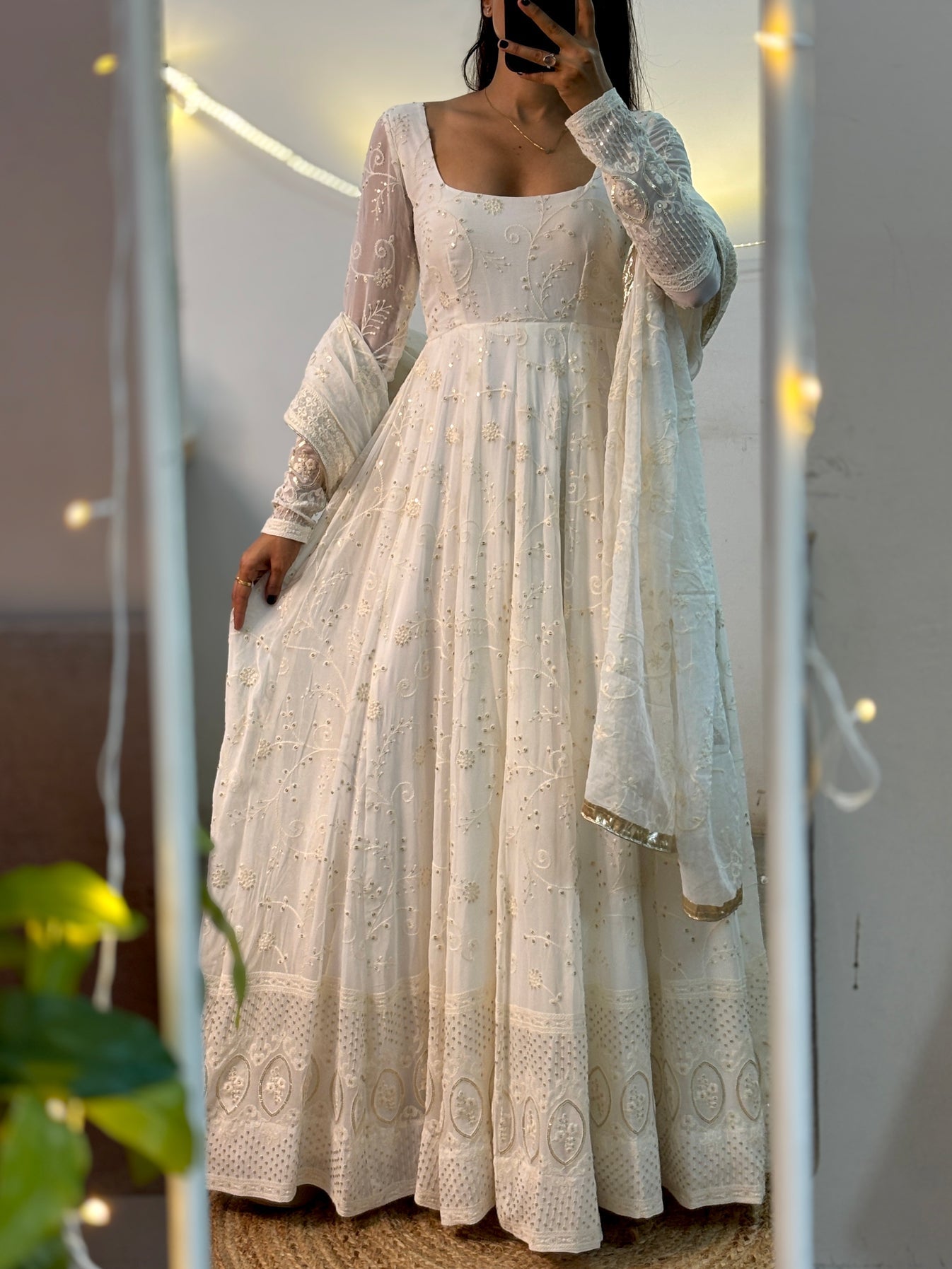 Designer Anarkali Suit With Sequence And Embroidery Work
