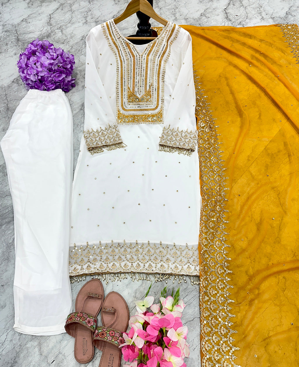 Beautiful Party Wear Top And Pent With Dupatta