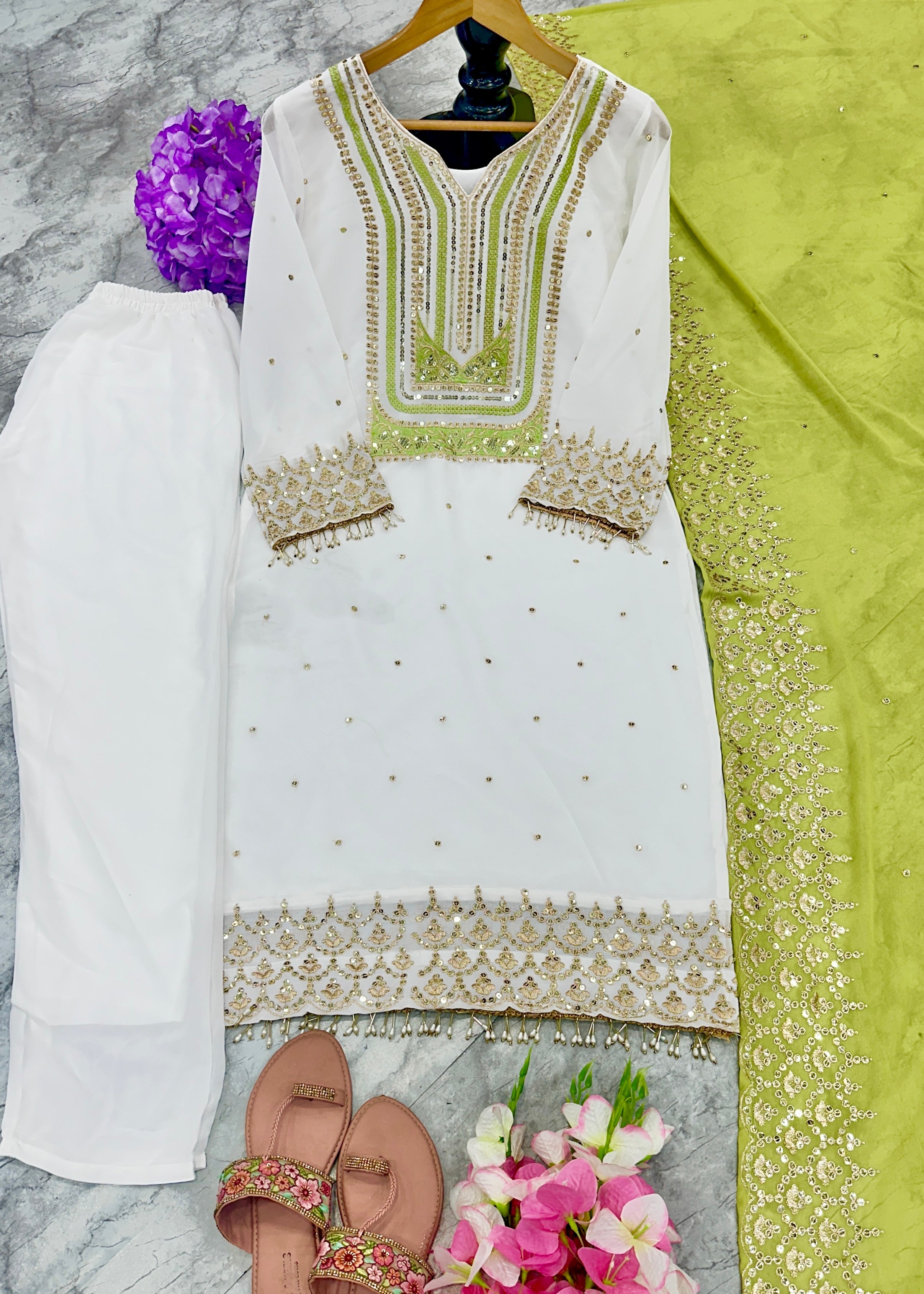 Beautiful Party Wear Top And Pent With Dupatta