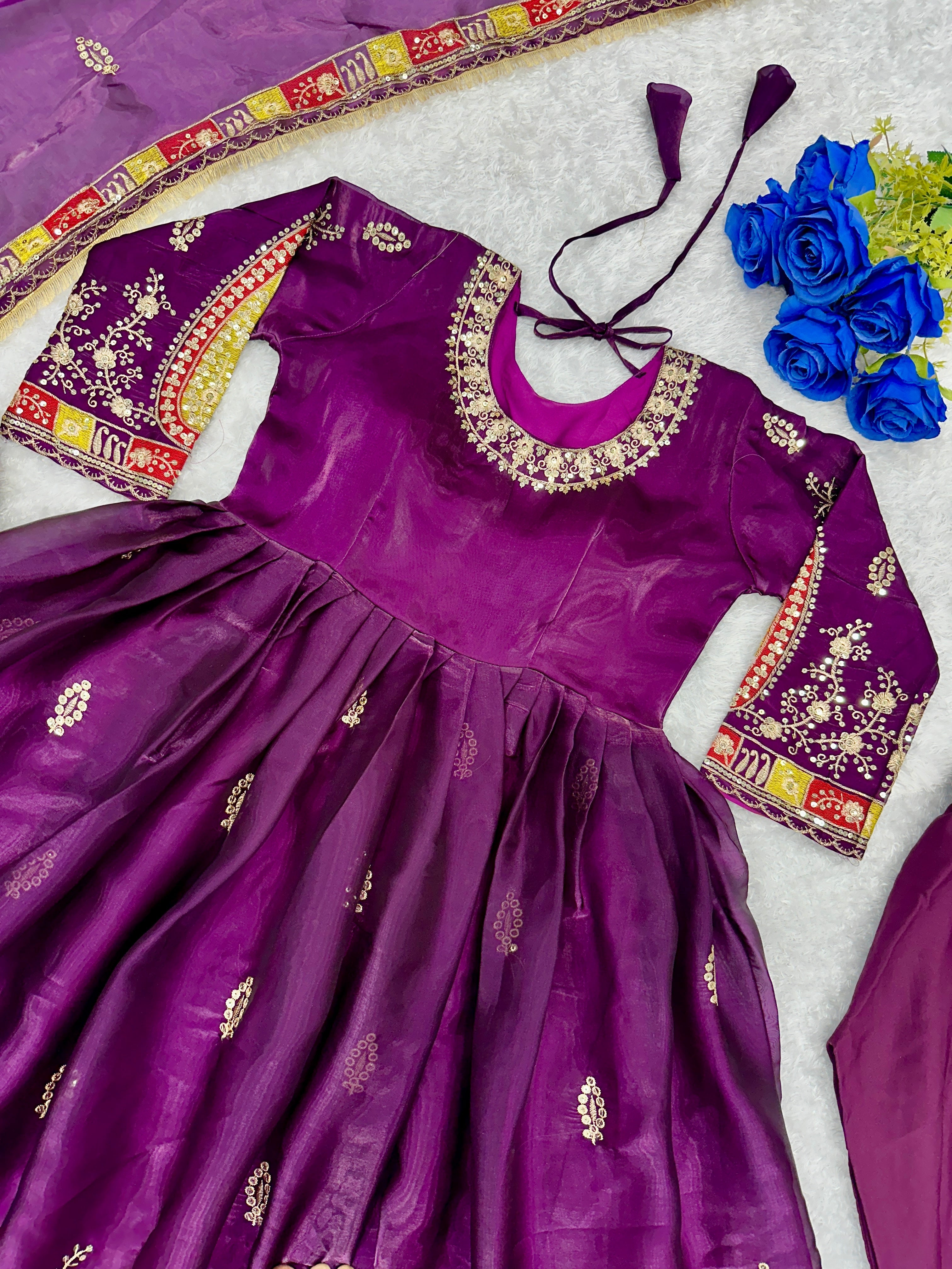 Designer Party Wear Anarkali Gown And Pent With Beautiful Dupatta