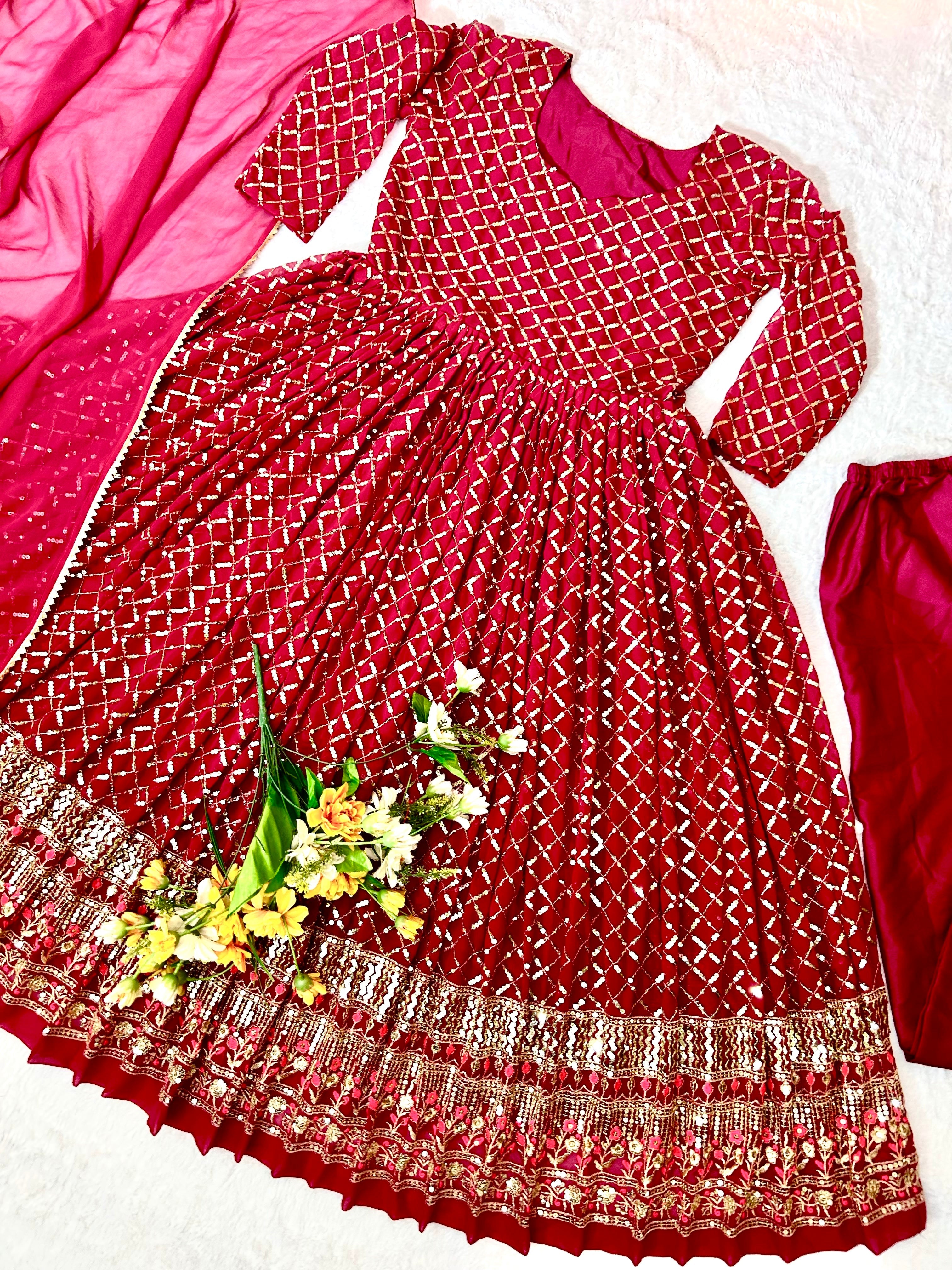 Party Wear Designer Anarkali Gown, Pent And Dupatta