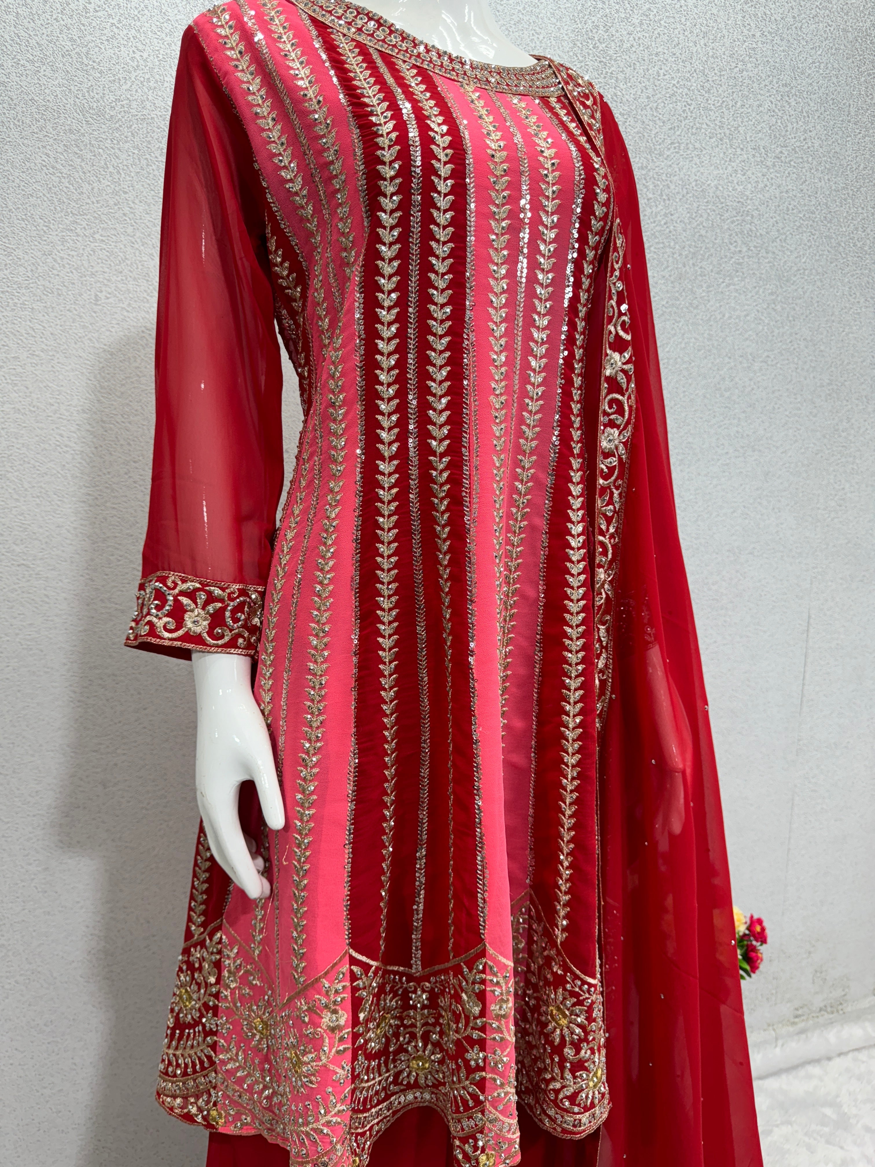 Designer Top Plazzo And Dupatta With Stone Hand Work