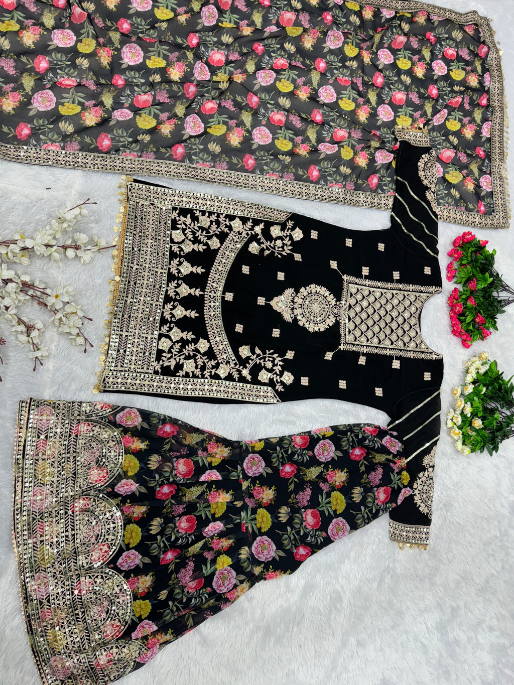 Beautiful Party Wear Top Plazzo And Dupatta With Digital Print