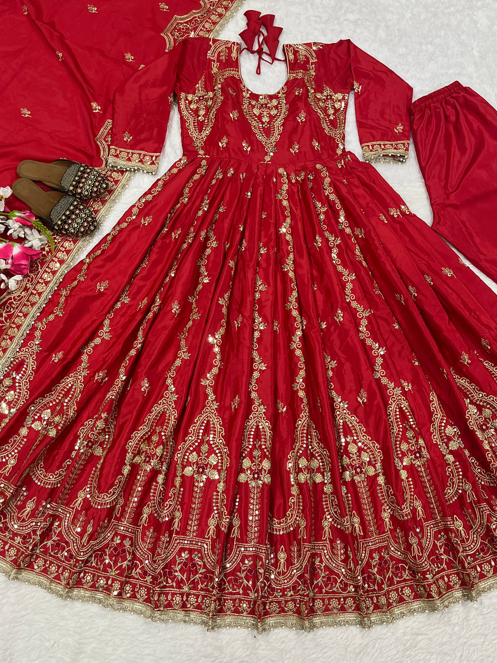 Party Wear Look Anarkali Gown With Sequence And Embroidery Work