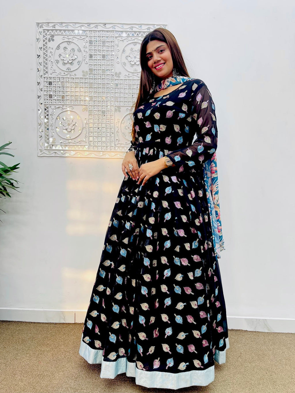 Designer Party Wear Look Anarkali Gown With Dupatta