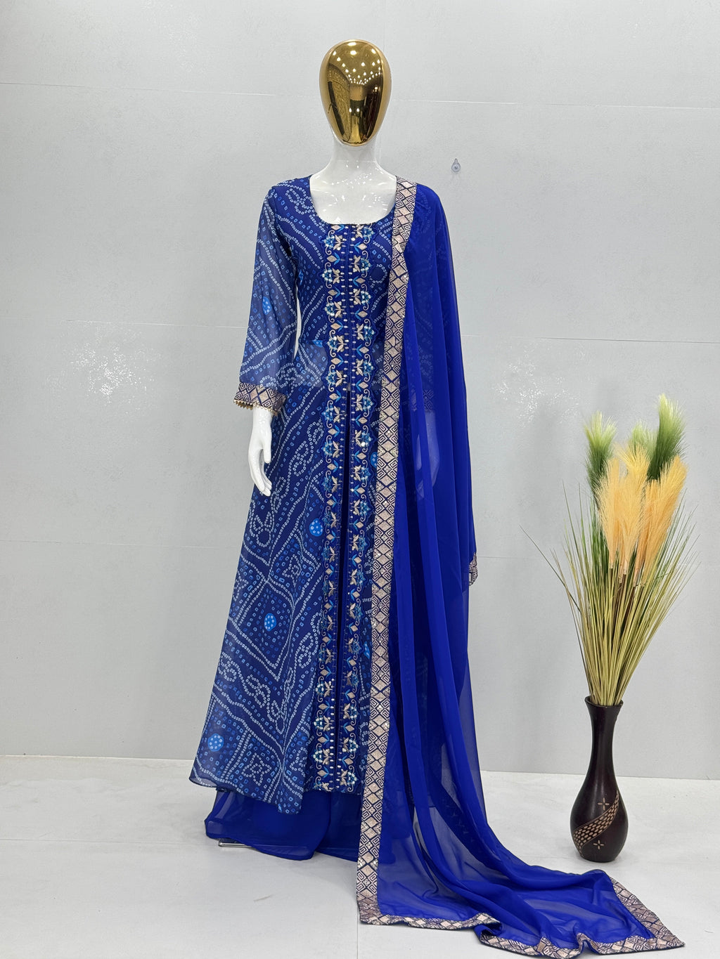 Designer Party Wear Fancy Cut Top With Plazzo Suit Set