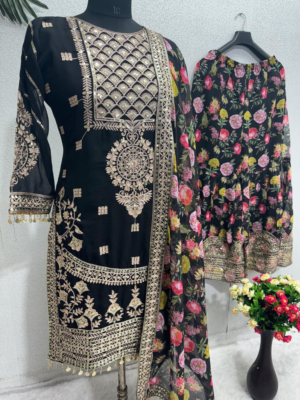 Beautiful Party Wear Top Plazzo And Dupatta With Digital Print