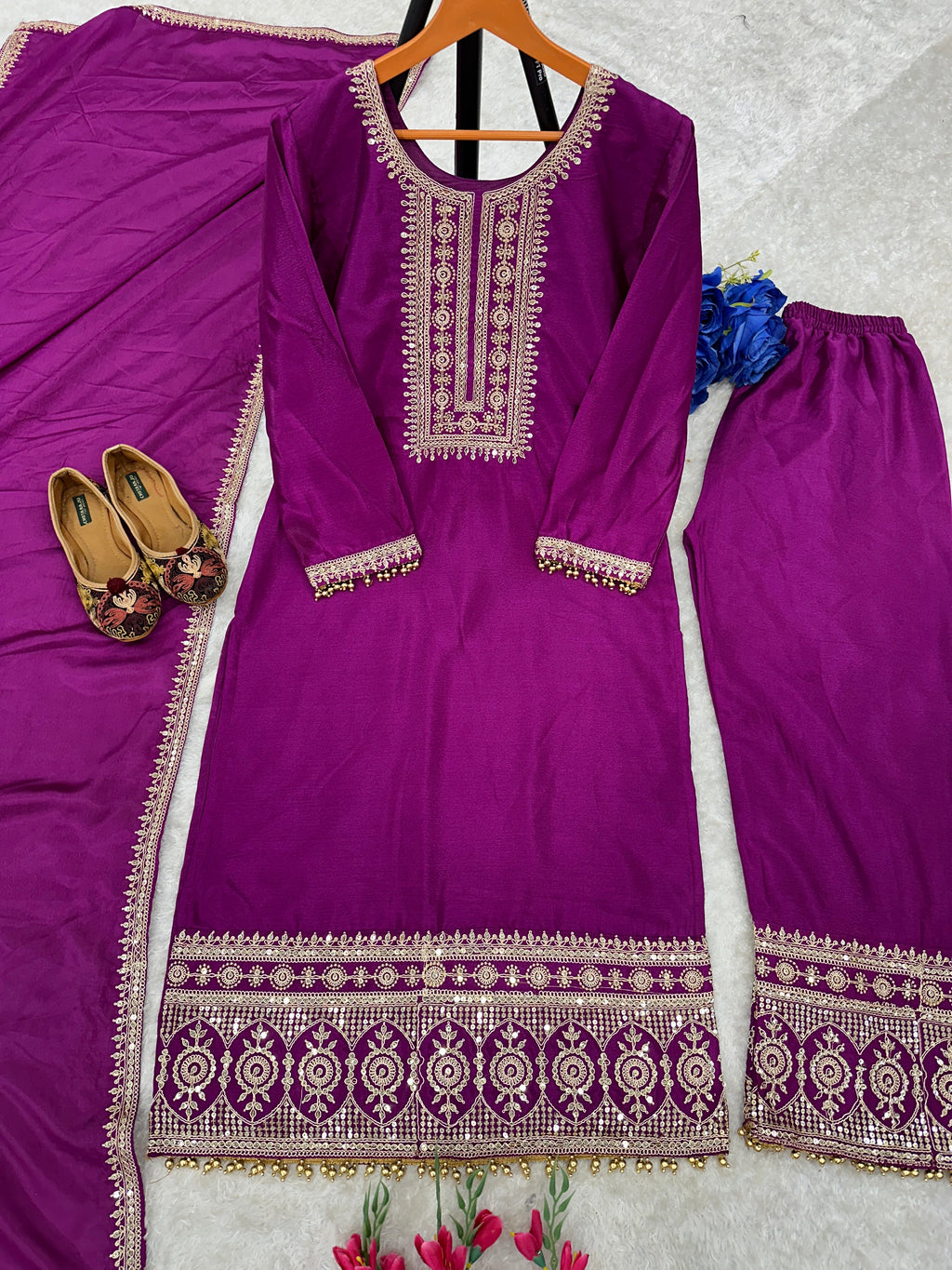 पार्टी वियर डिज़ाइनर टॉप और बॉटम फैंसी दुपट्टे के साथ