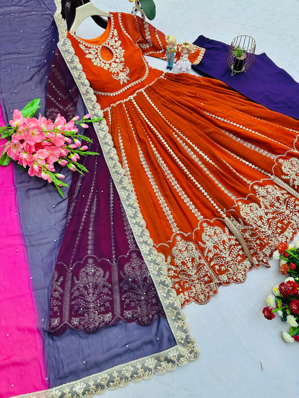 Designer Gown With Embroidery Codding & Sequins Work