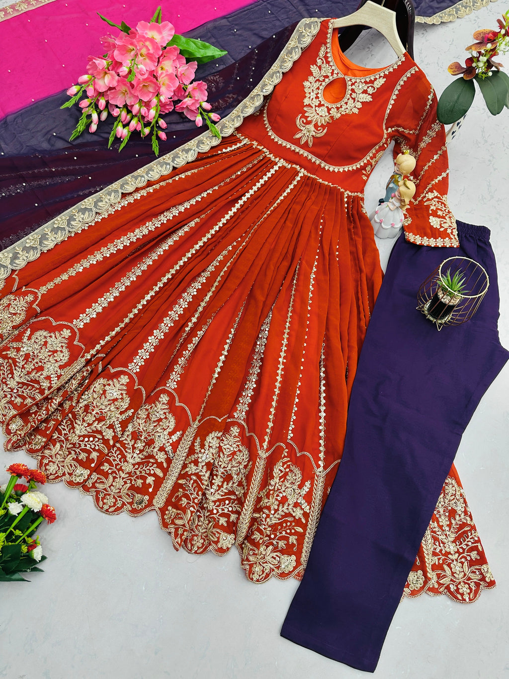 Designer Gown With Embroidery Codding & Sequins Work