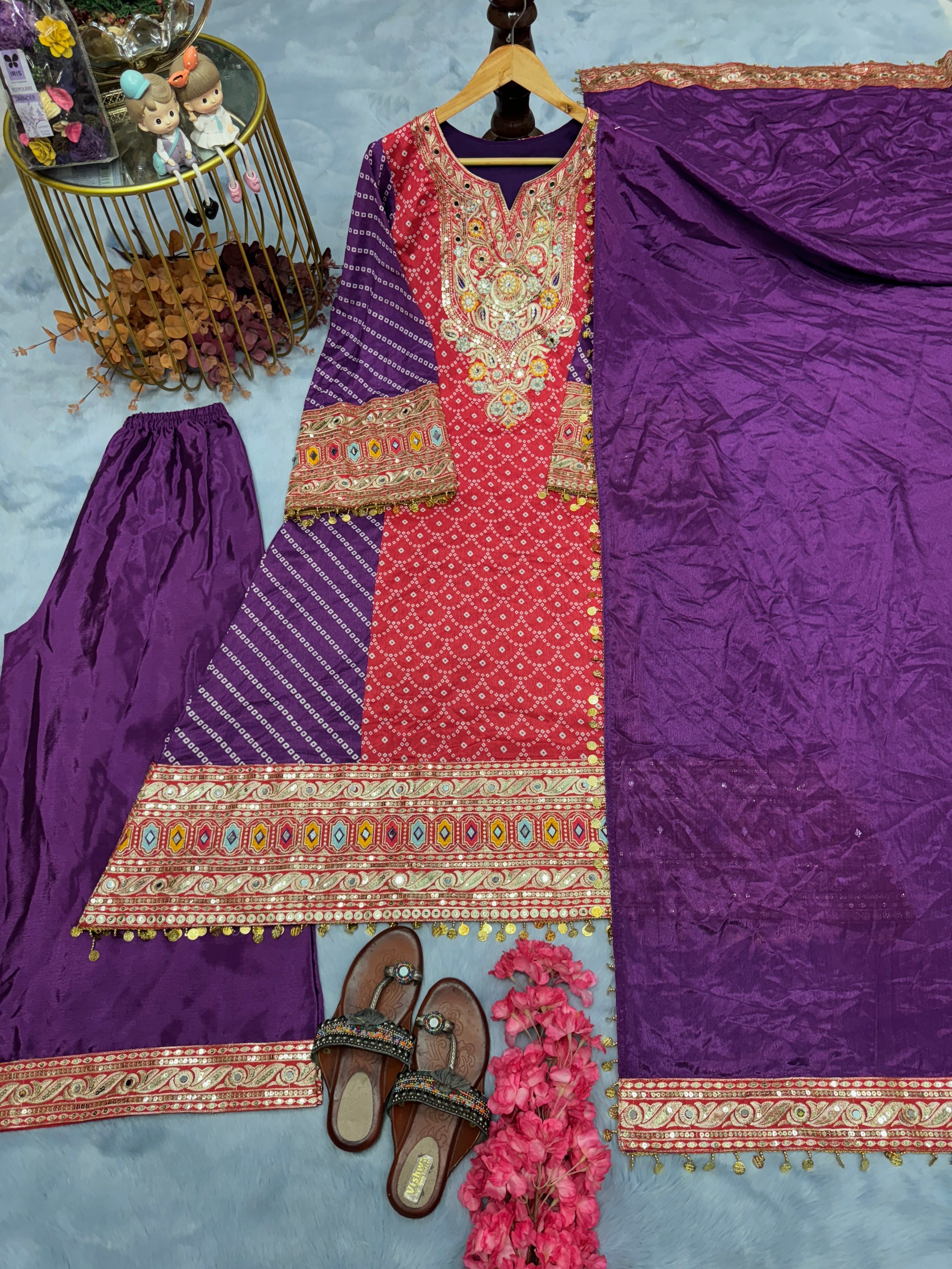 Party Wear Look Top Plazzo & Dupatta Set