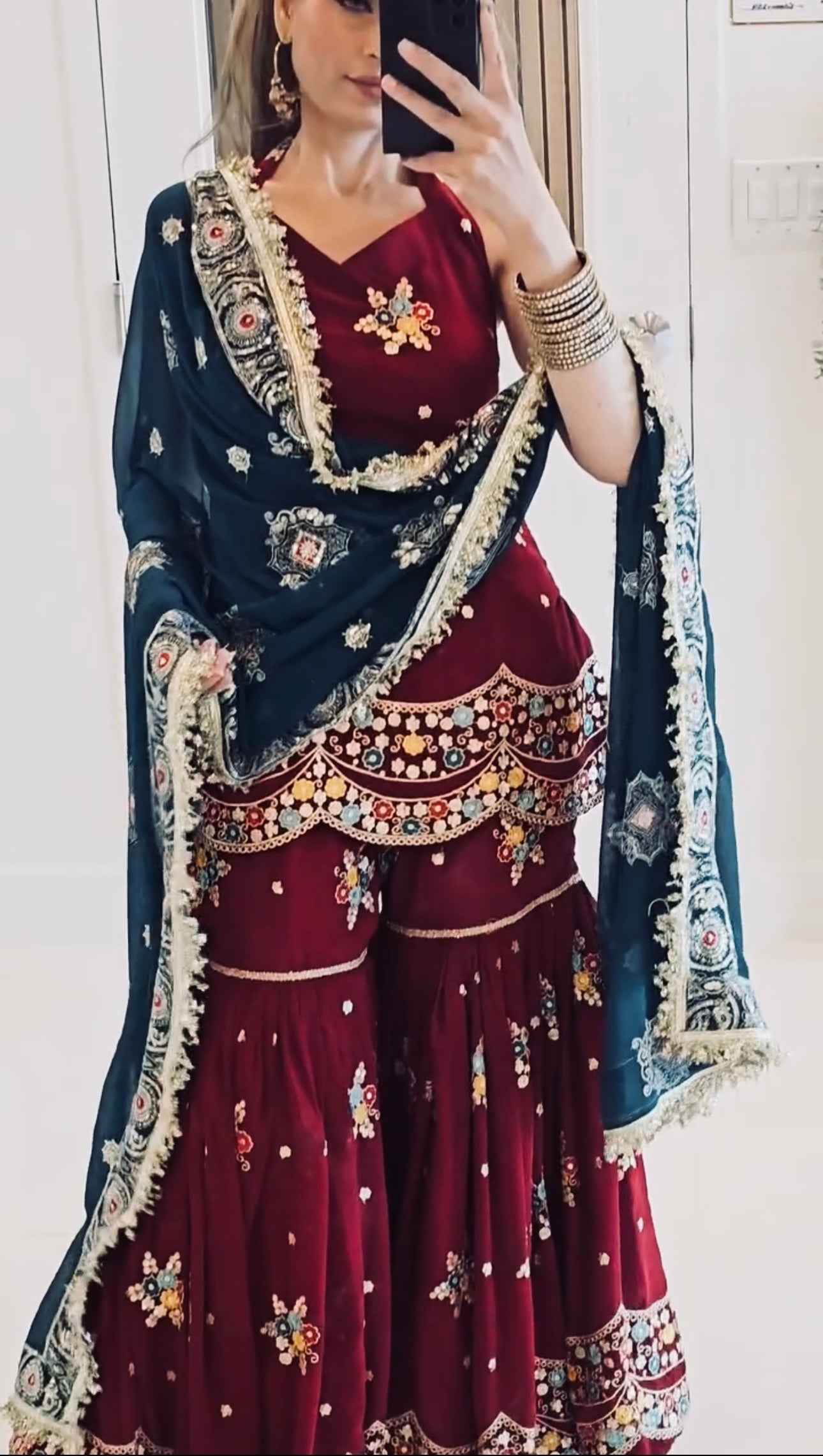 Designer Party Wear Look Top-Sarara And Dupatta With Heavy Embroidery Work