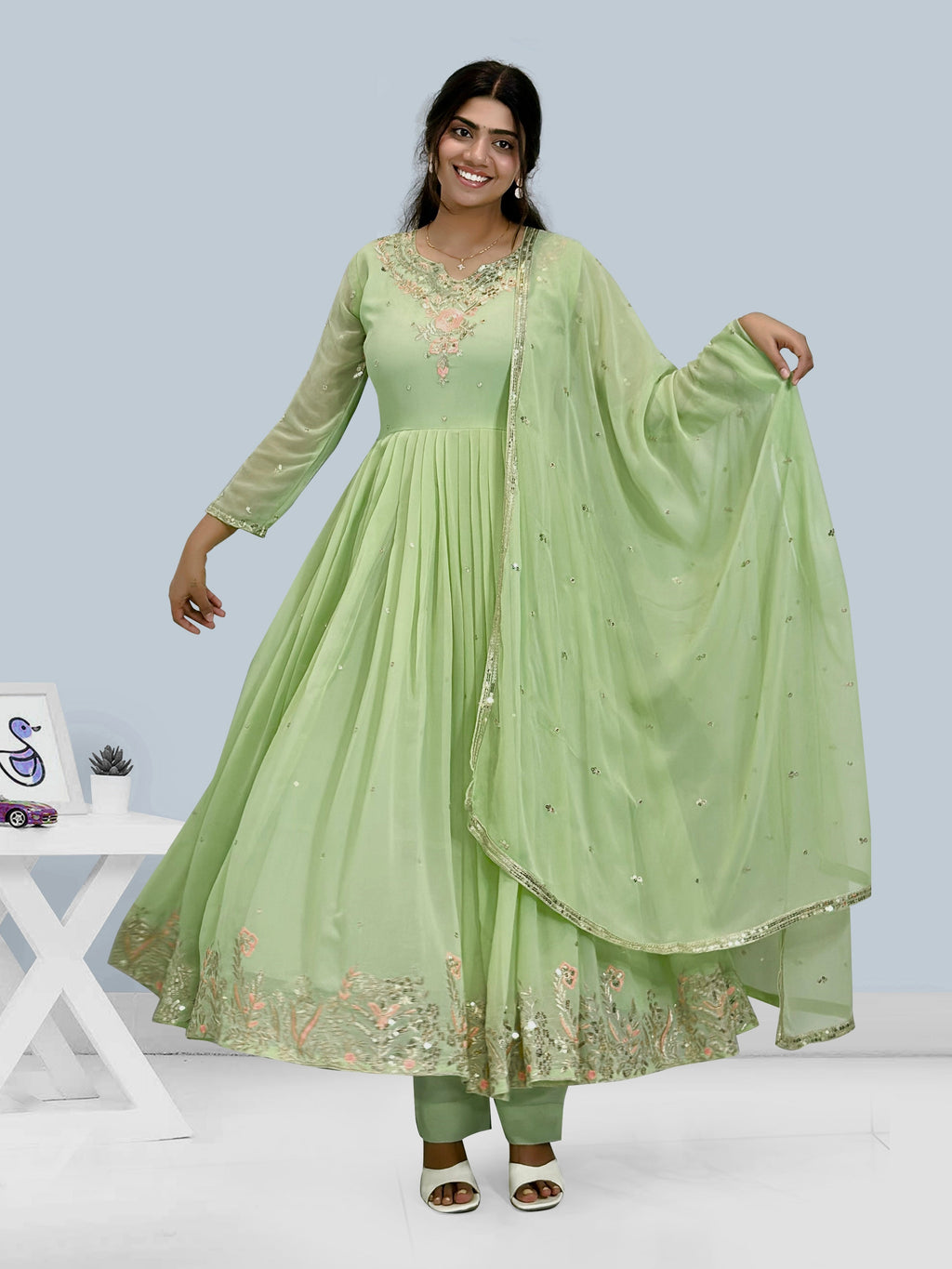 Party Wear Look Beautiful Gown And Bottom With Dupatta