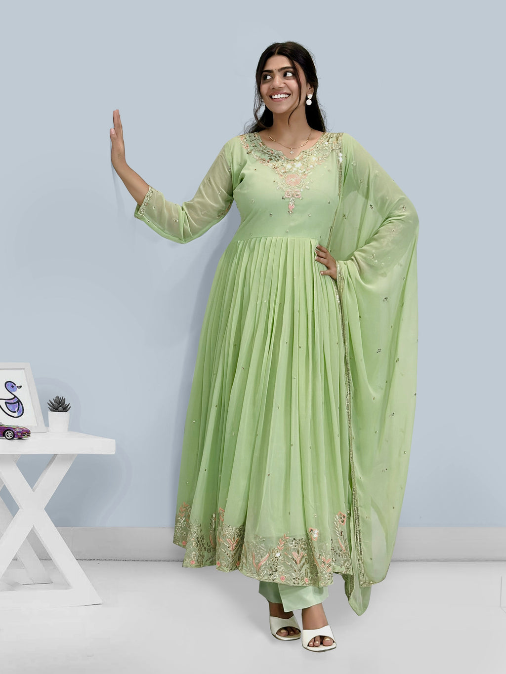 Party Wear Look Beautiful Gown And Bottom With Dupatta