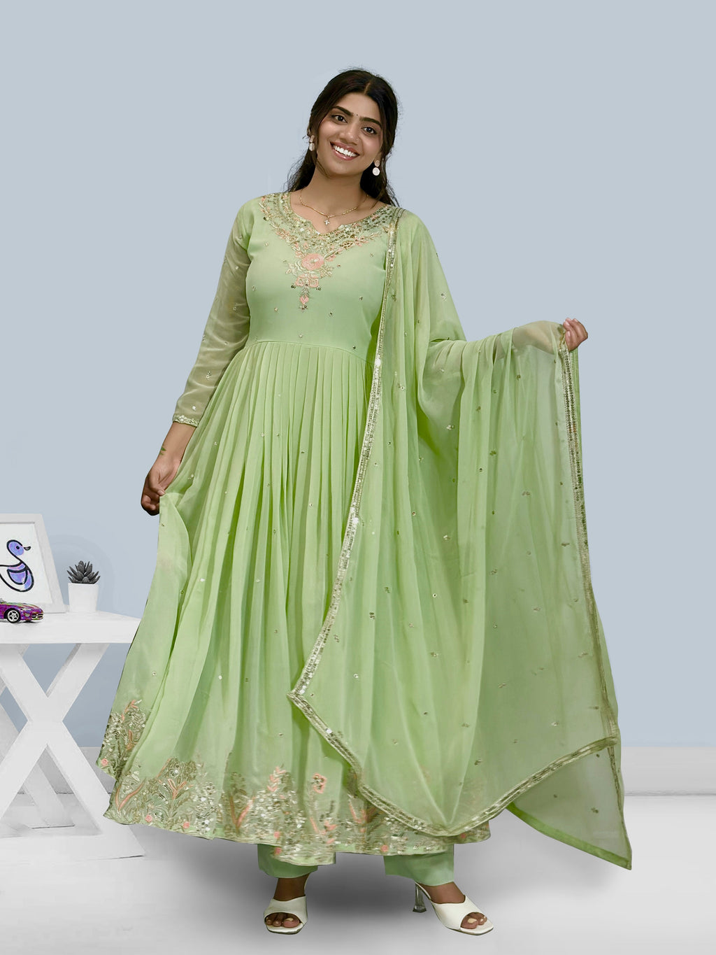 Party Wear Look Beautiful Gown And Bottom With Dupatta