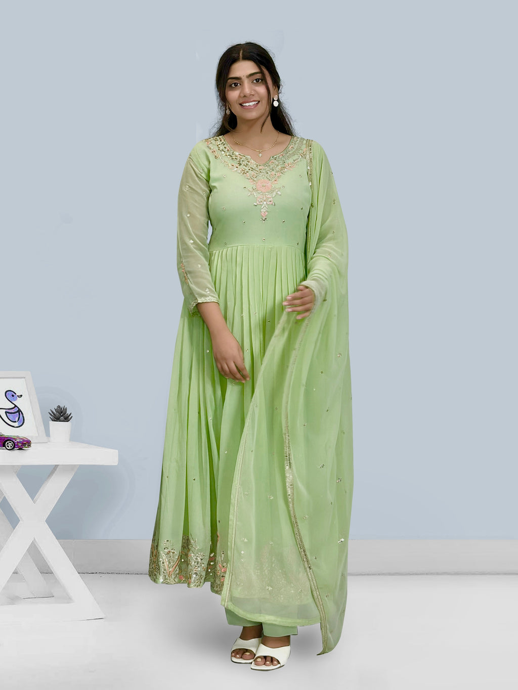 Party Wear Look Beautiful Gown And Bottom With Dupatta