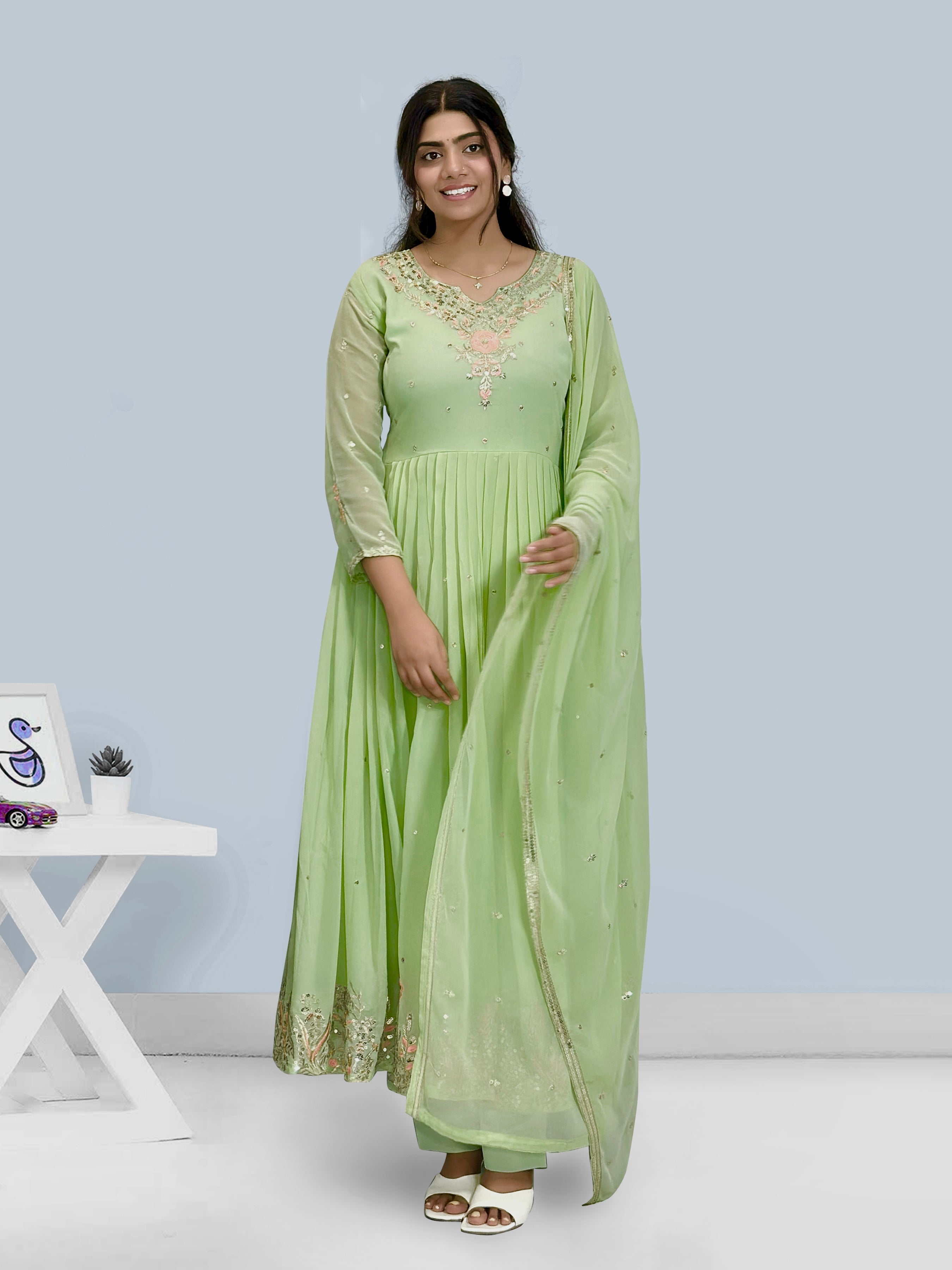 Party Wear Look Beautiful Gown And Bottom With Dupatta