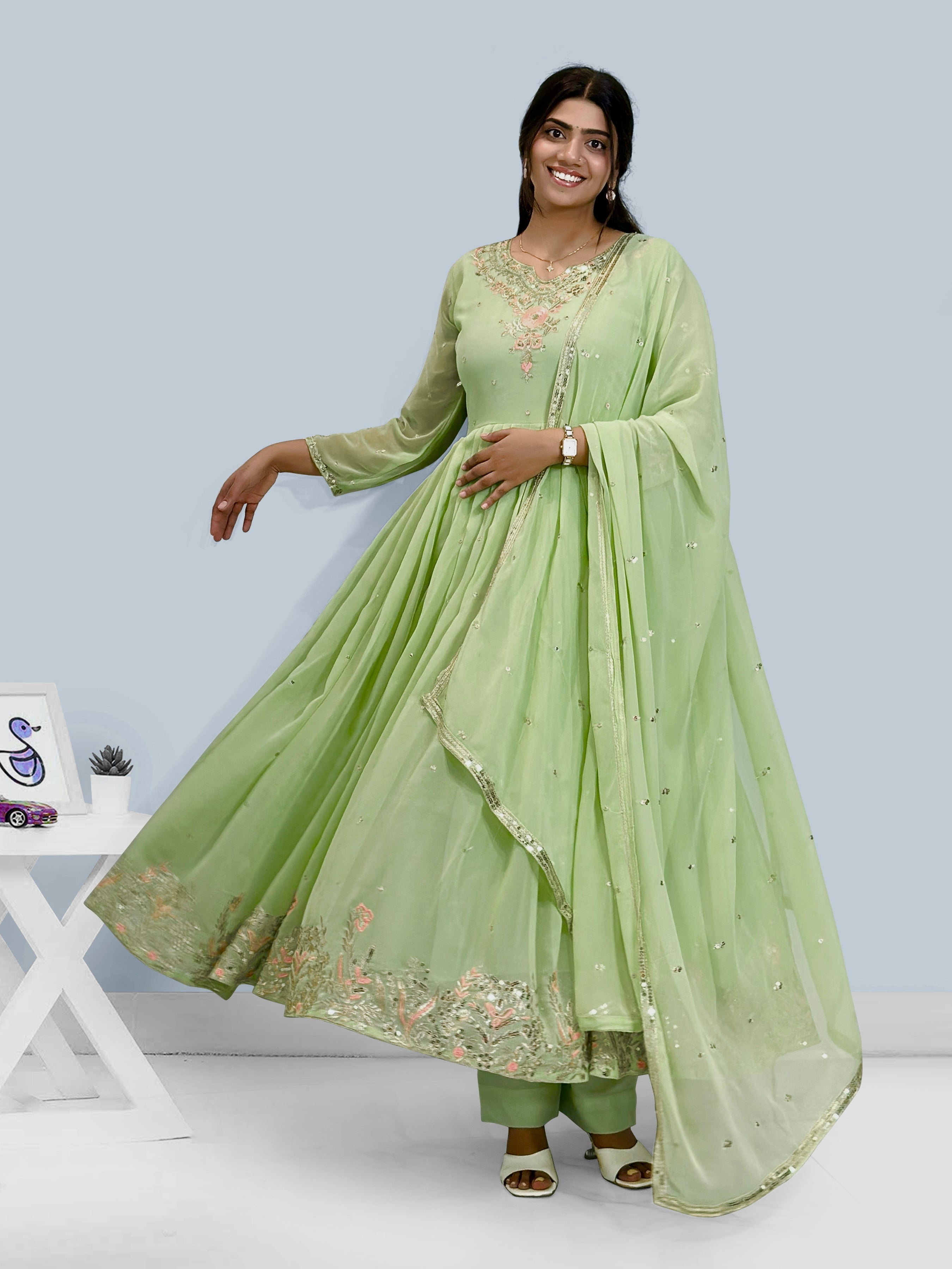 Party Wear Look Beautiful Gown And Bottom With Dupatta