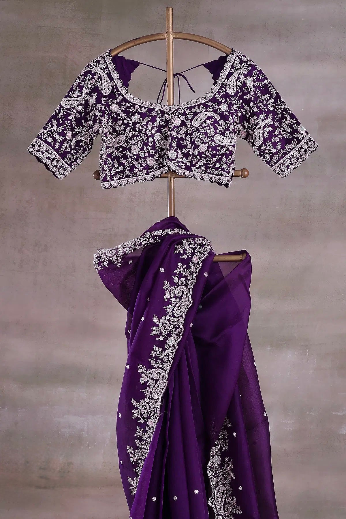 Party Wear Saree With Embroidery Codding & Sequins Work
