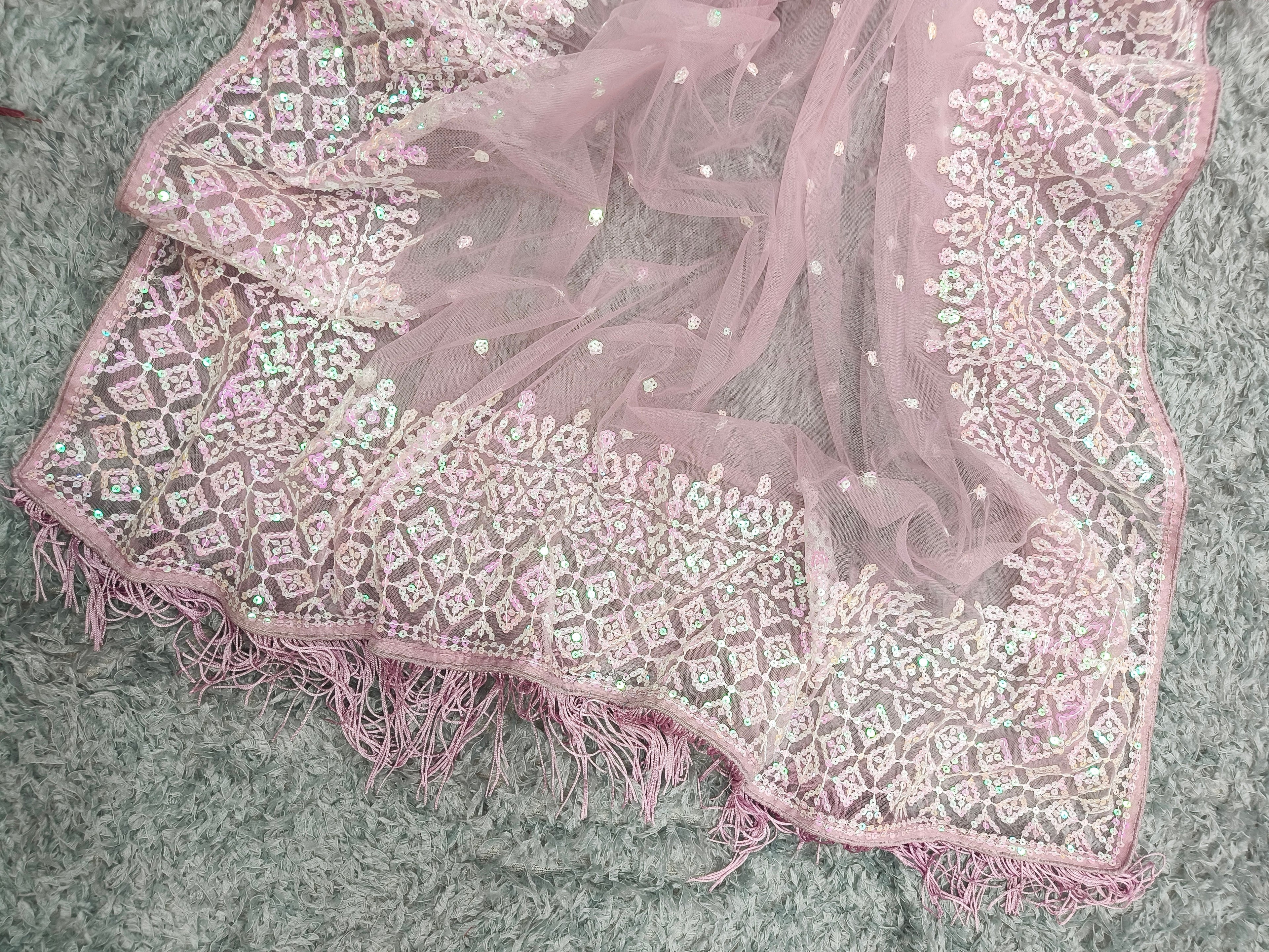 Beautiful Party Wear Saree With Sequins Embroidery Work