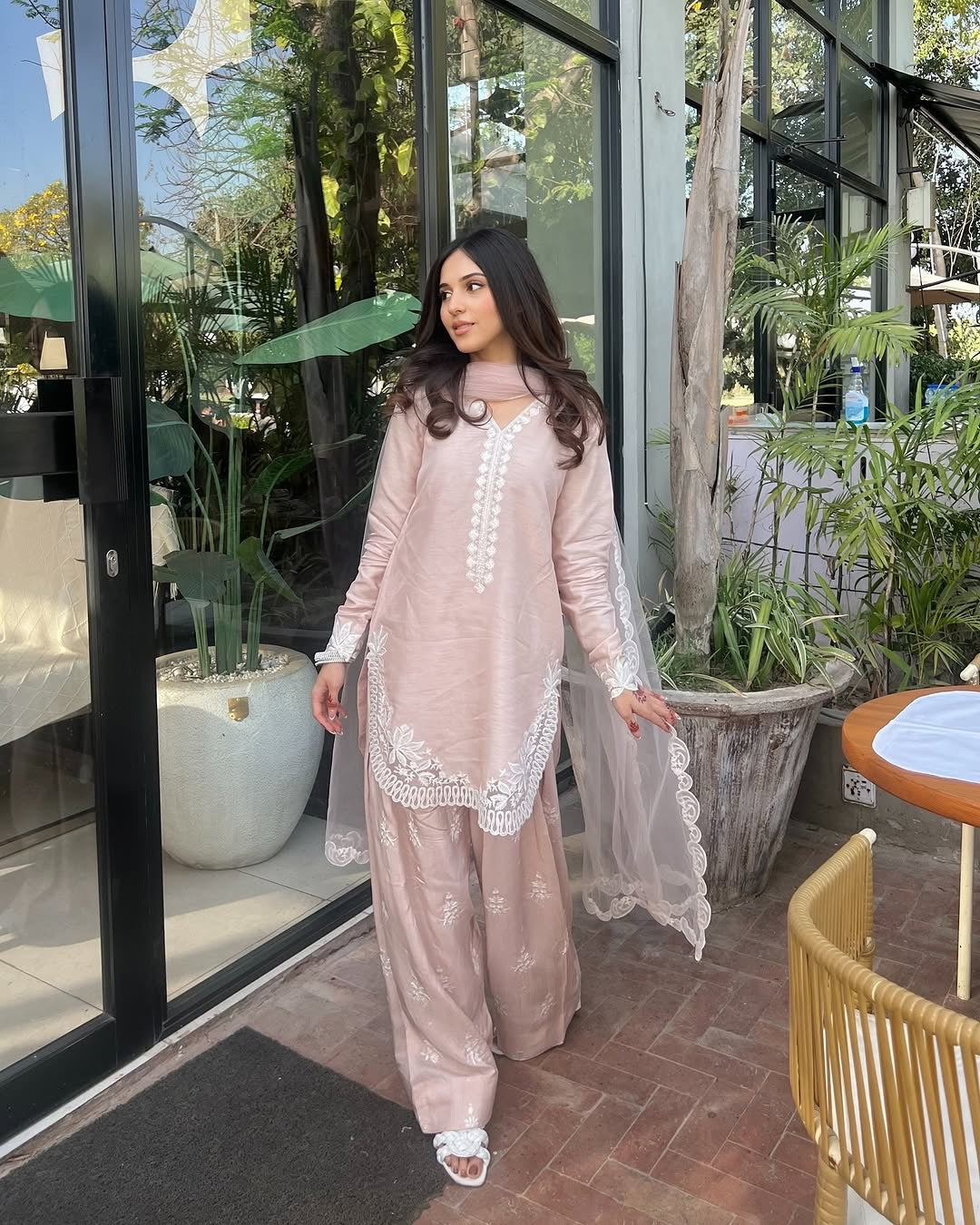 Beautiful Suit With Embroidery Thread And Sequence Work