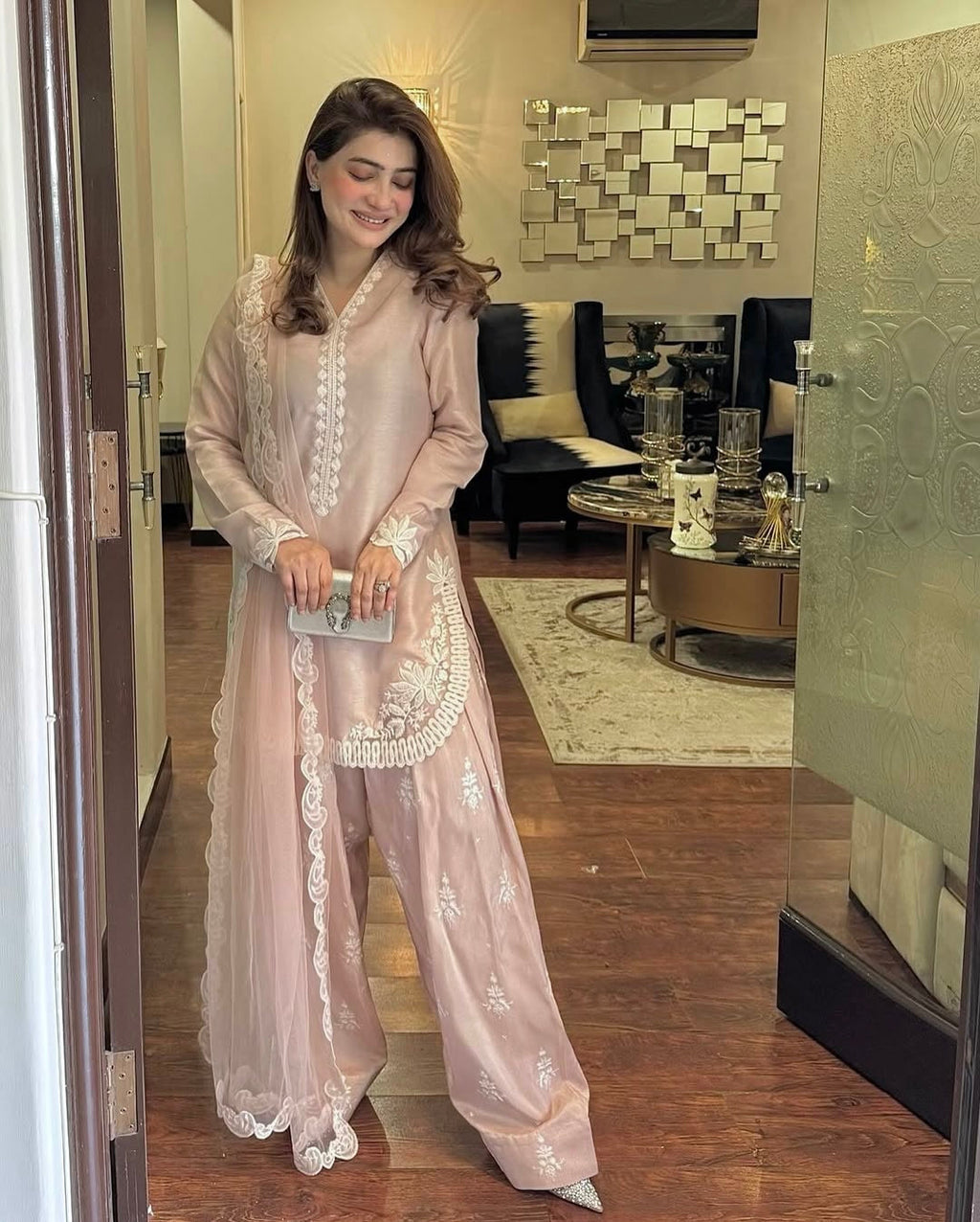 Beautiful Suit With Embroidery Thread And Sequence Work