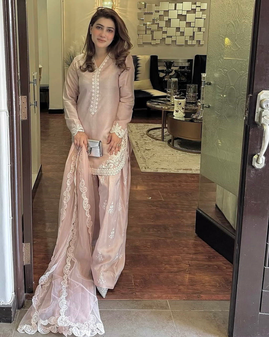 Beautiful Suit With Embroidery Thread And Sequence Work