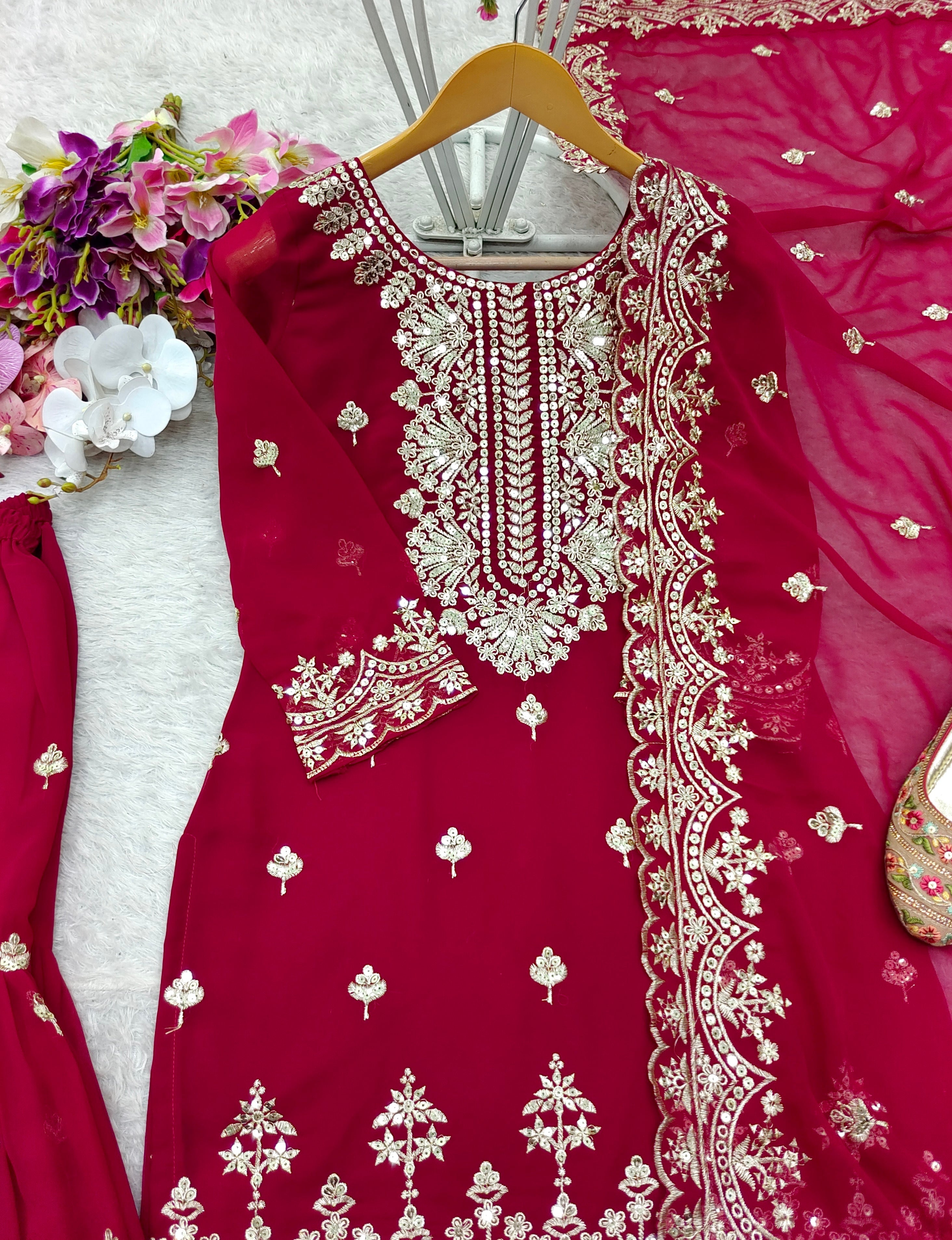 Beautiful Party Wear Top-Sarara And Fancy Dupatta