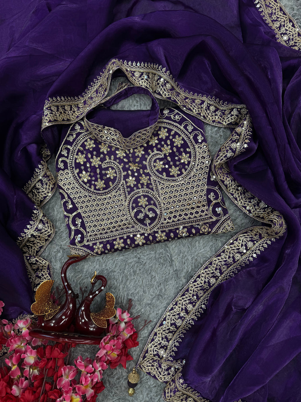 Party Wear Designer Saree With Sequins And Dori Embroidery Work