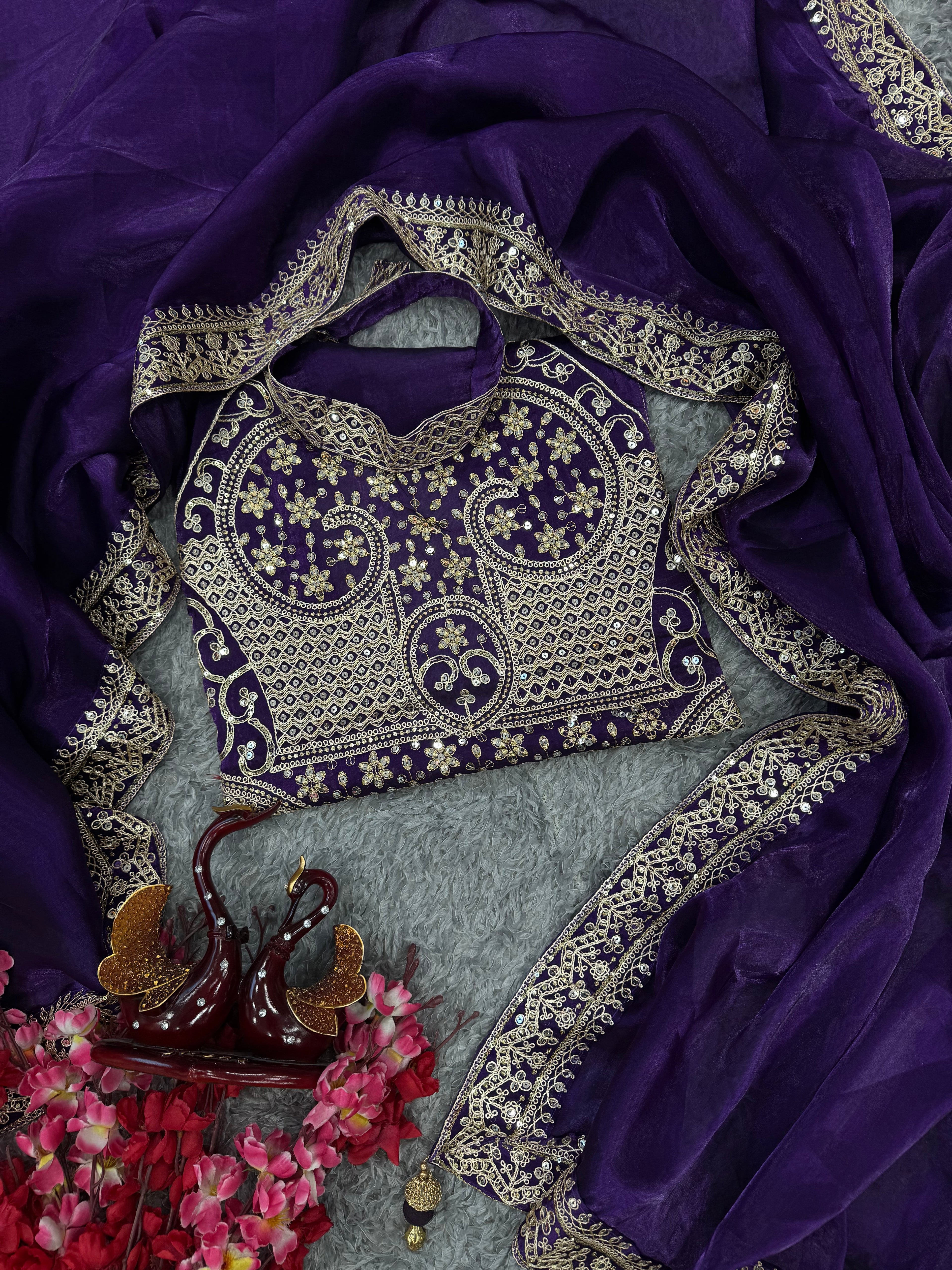 Party Wear Designer Saree With Sequins And Dori Embroidery Work