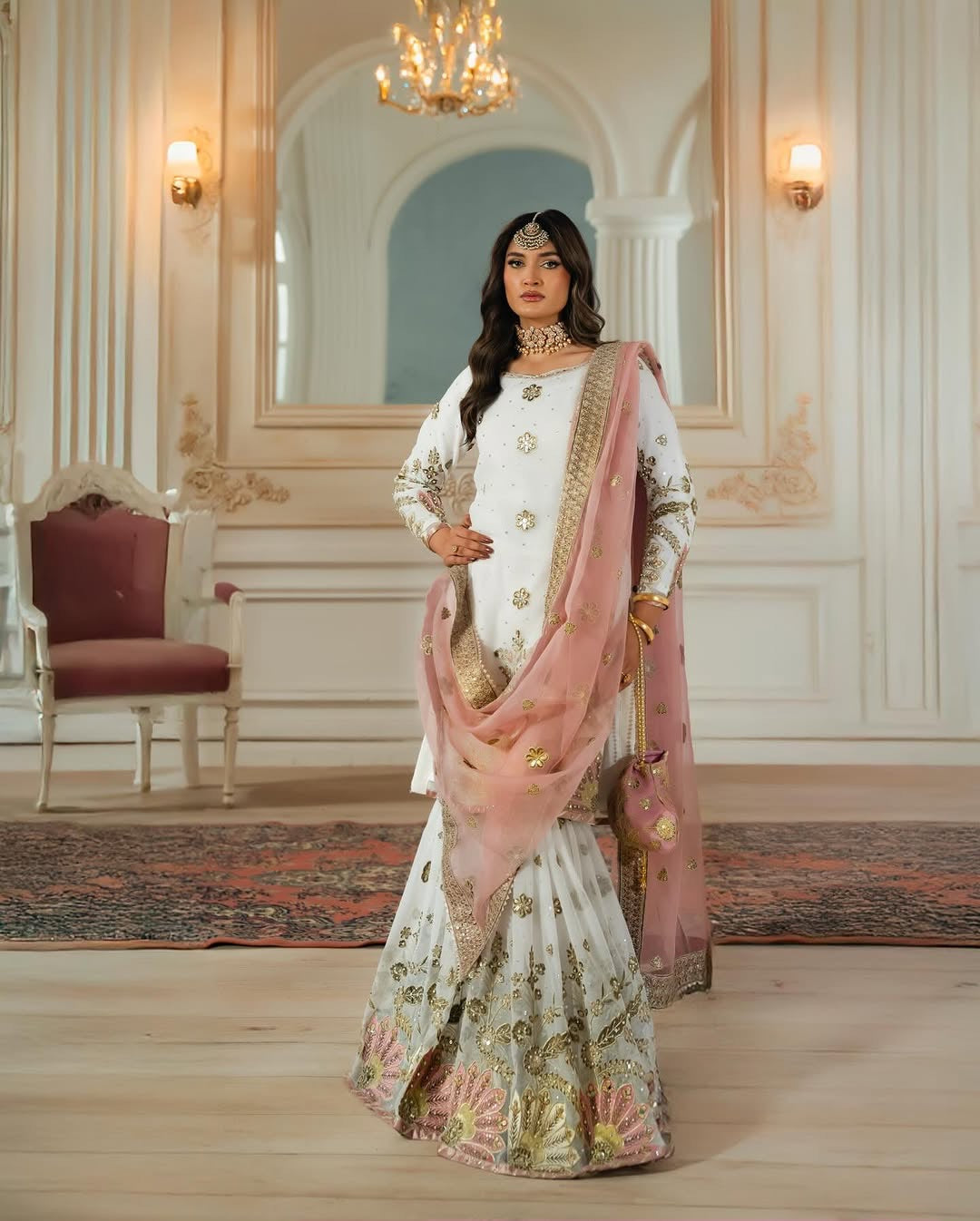 Designer Party Wear Look Top-Plazzo And Dupatta With Heavy Embroidery Work