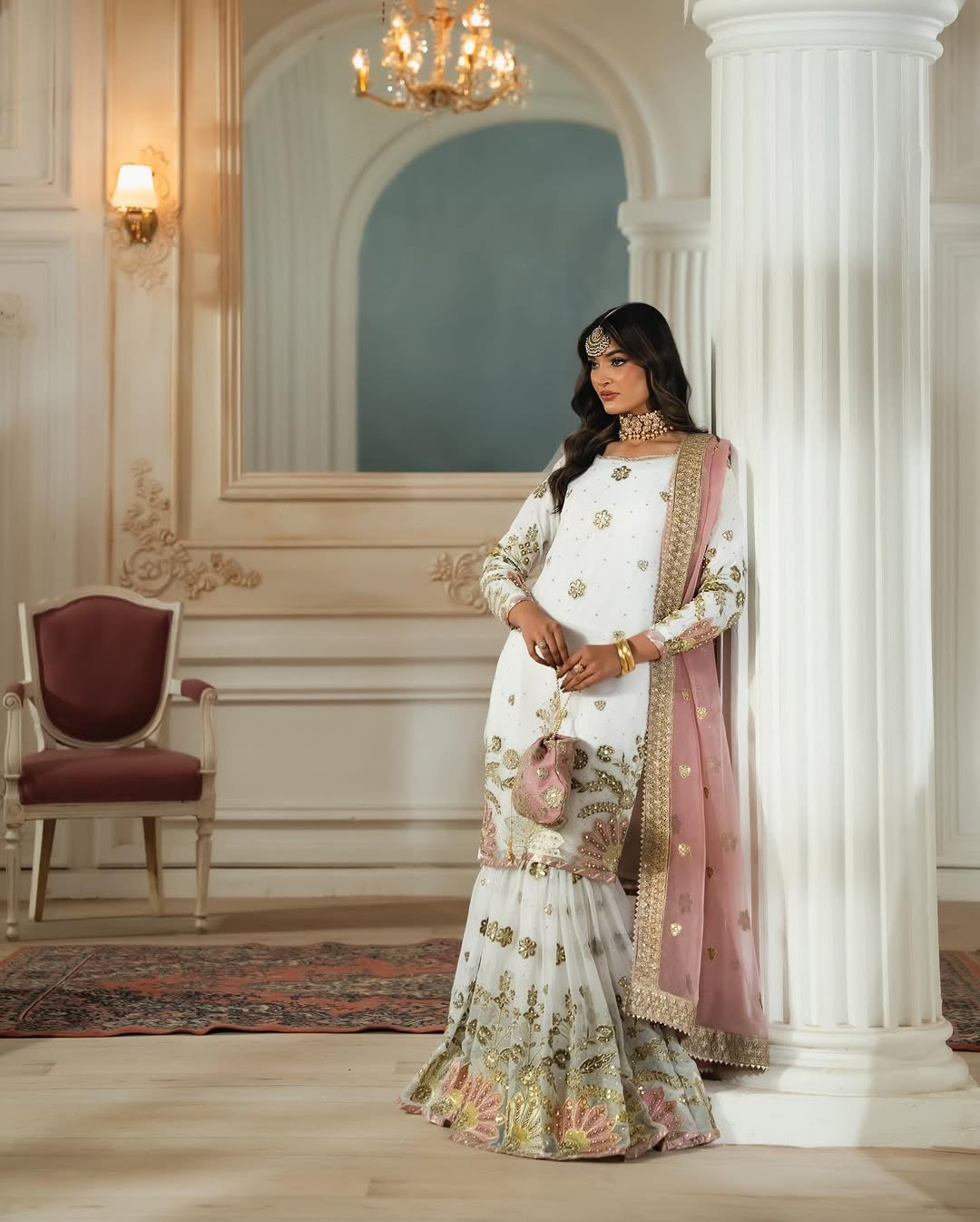 Designer Party Wear Look Top-Plazzo And Dupatta With Heavy Embroidery Work