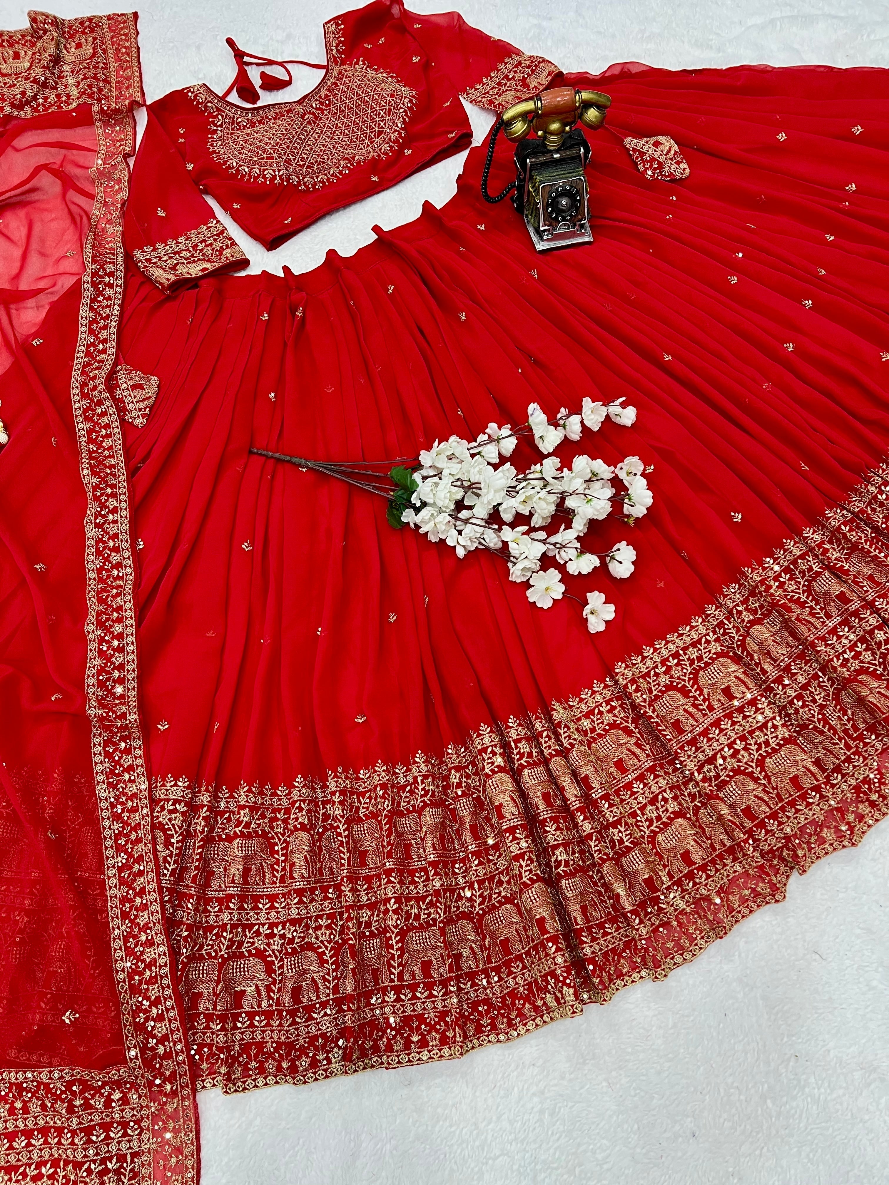 Designer Lehenga Choli With Beautiful Embroidery Work