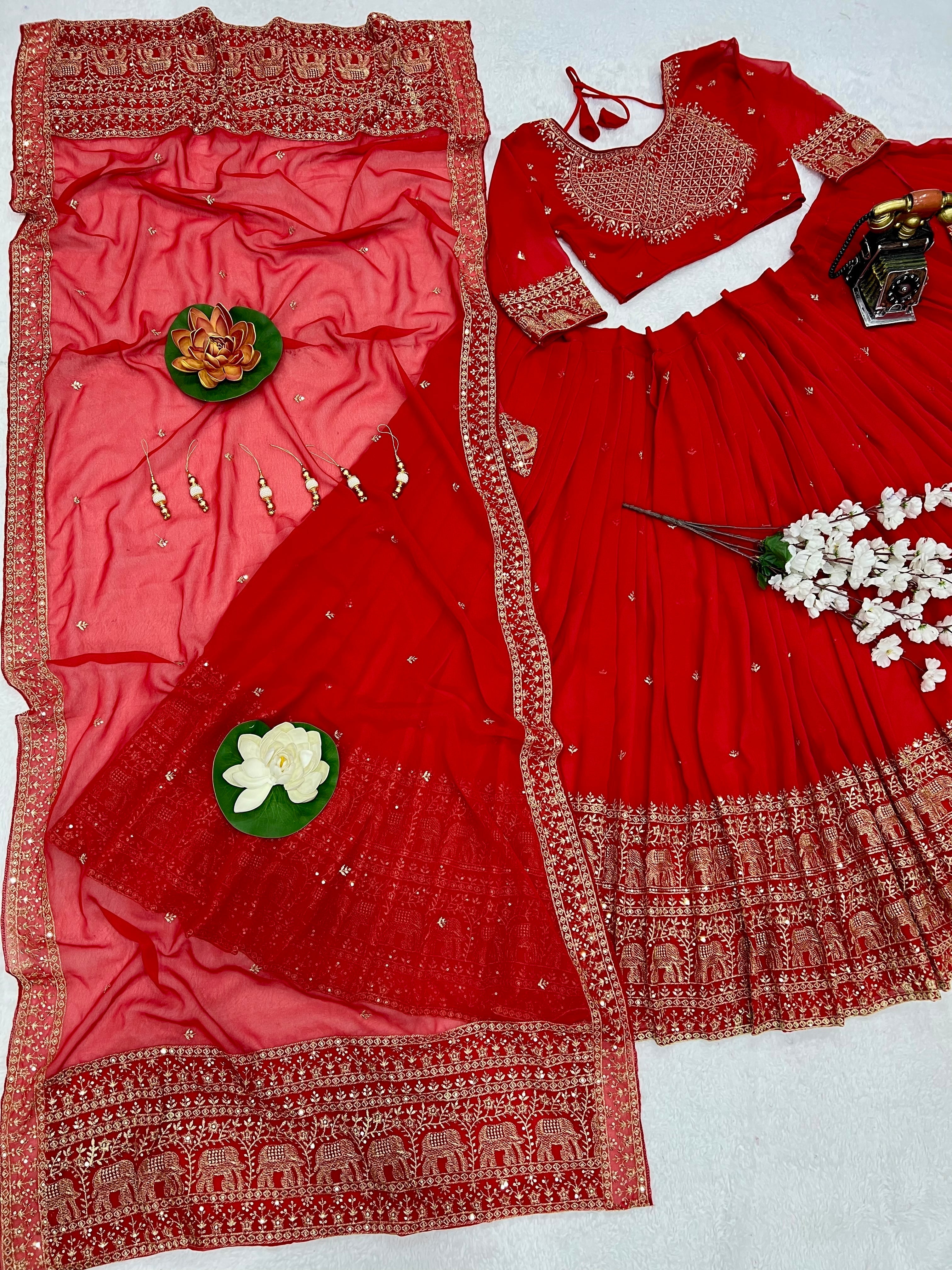 Designer Lehenga Choli With Beautiful Embroidery Work