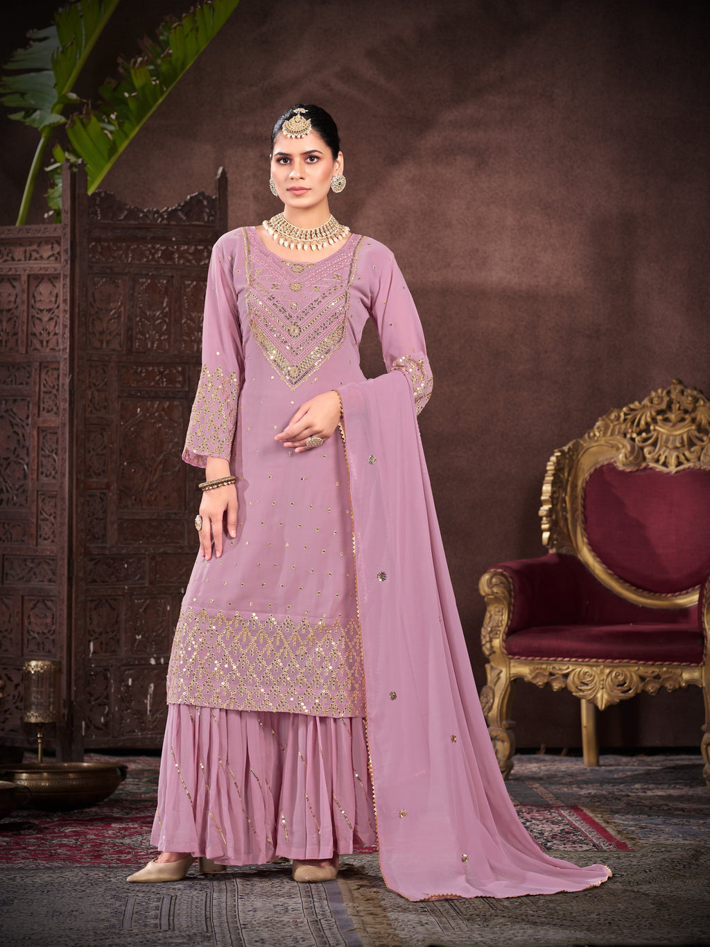 डिज़ाइनर पार्टी वियर टॉप विद बॉटम और खूबसूरत दुपट्टा