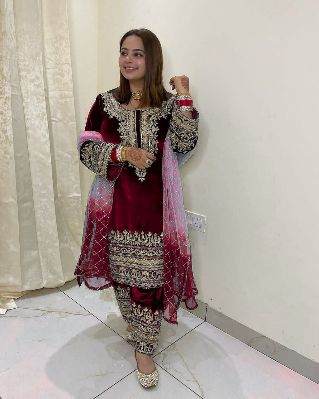 Designer Party Wear Look Top-Bottom And Dupatta