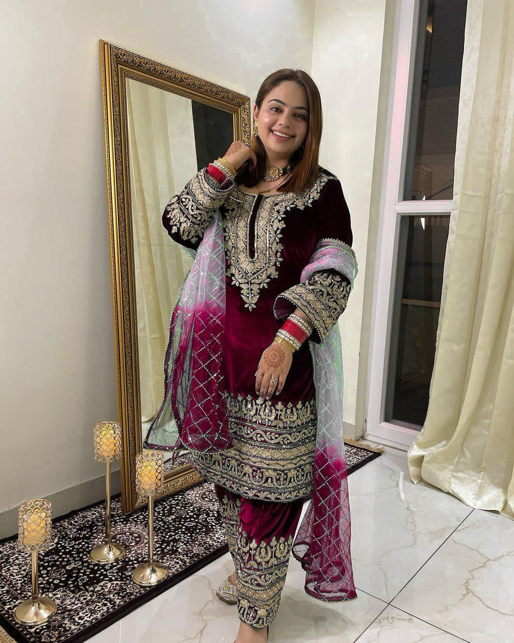 Designer Party Wear Look Top-Bottom And Dupatta