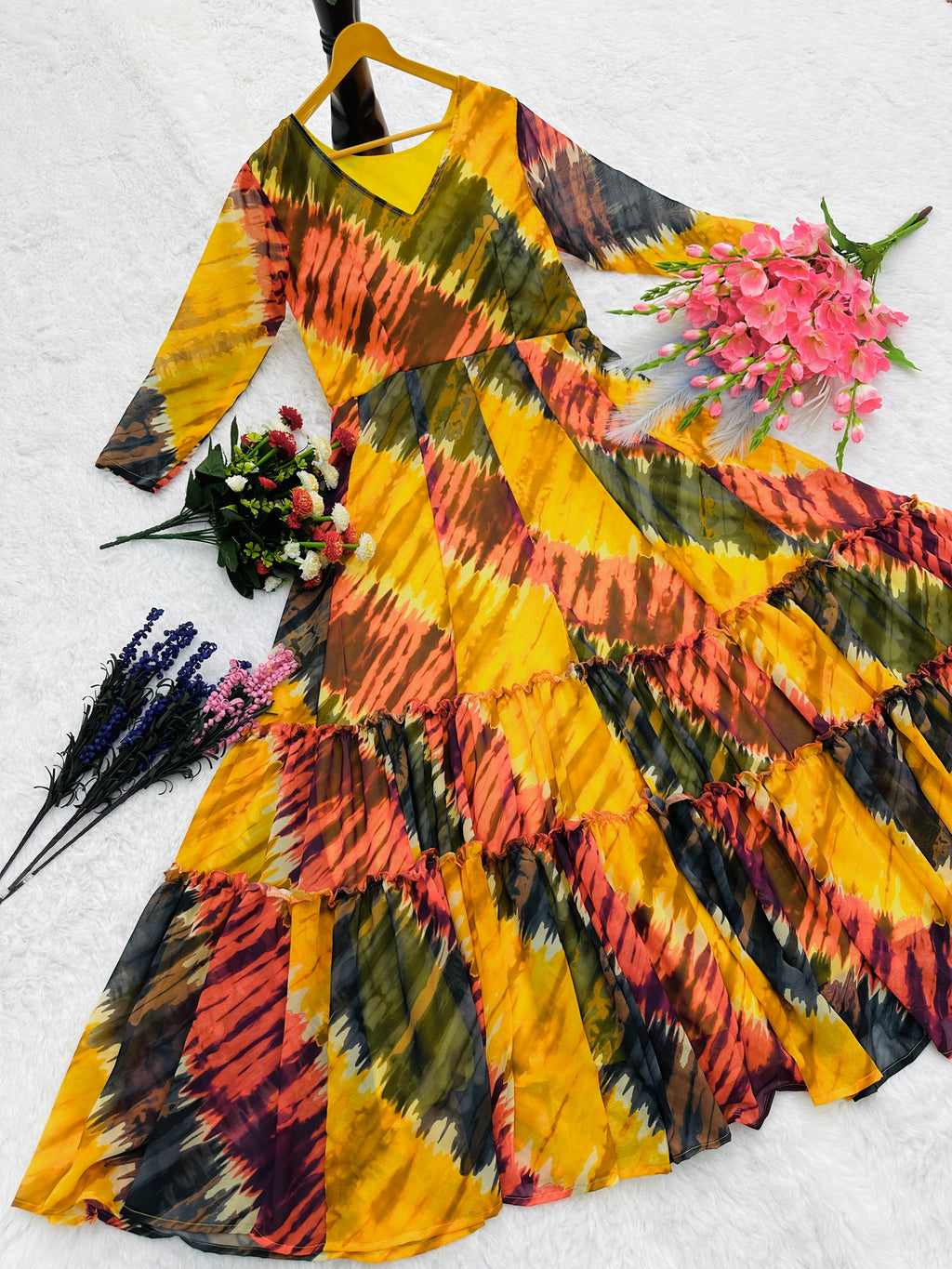 Designer Party Wear Look Gown With Beautiful Floral Print