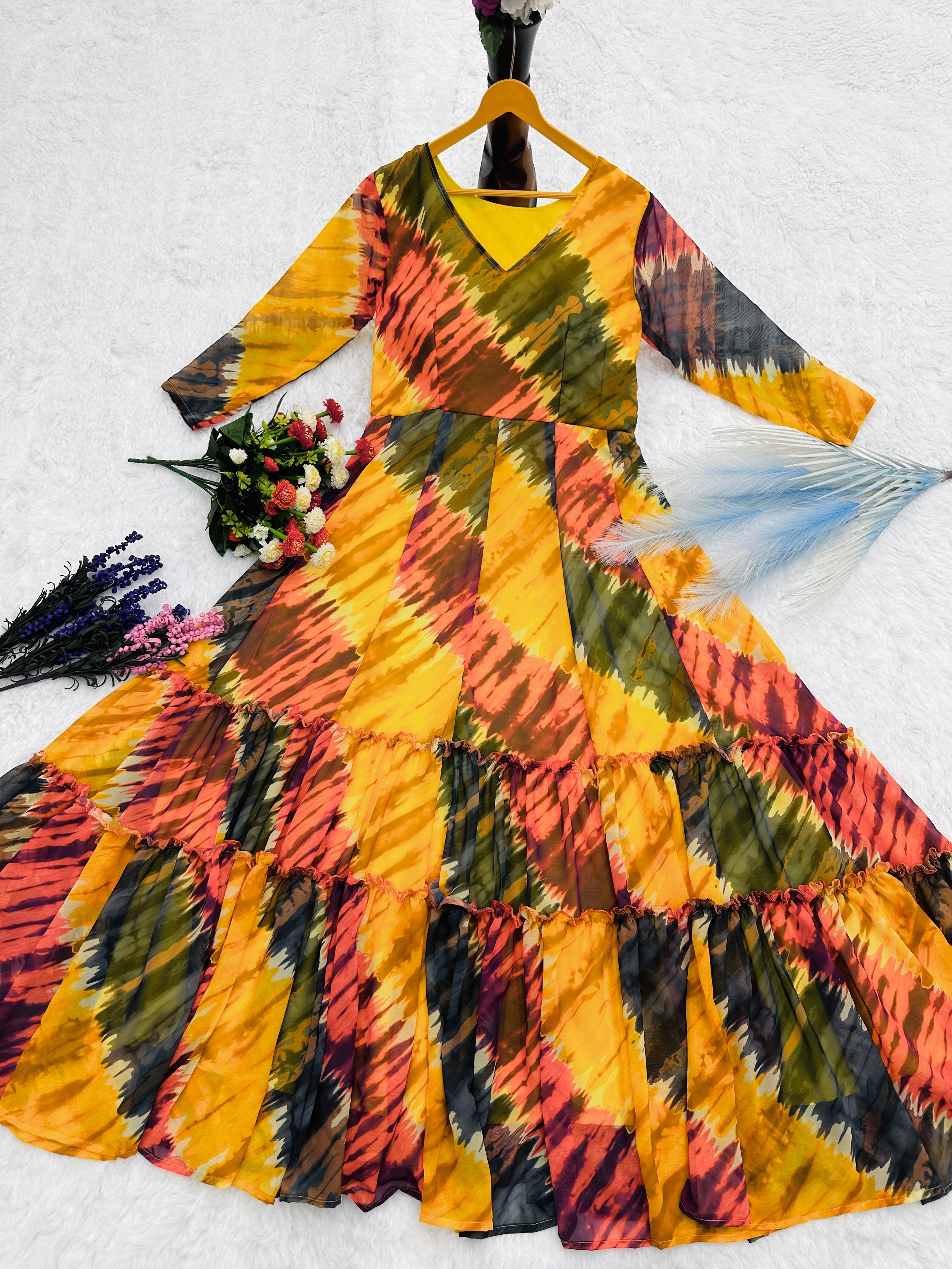 Designer Party Wear Look Gown With Beautiful Floral Print